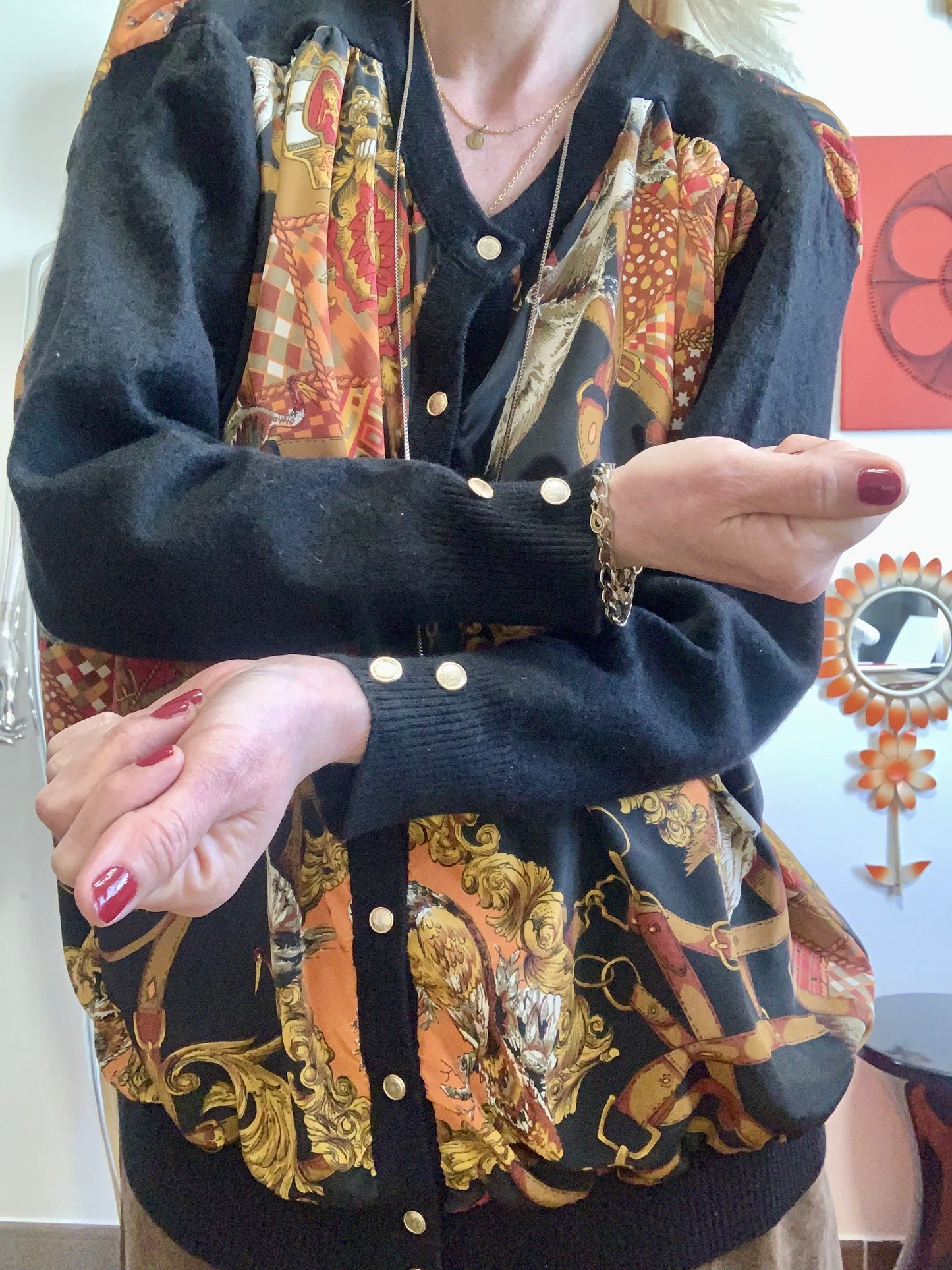 Pull Gilet voile Motifs Nathalie Andersen Vintage Chic