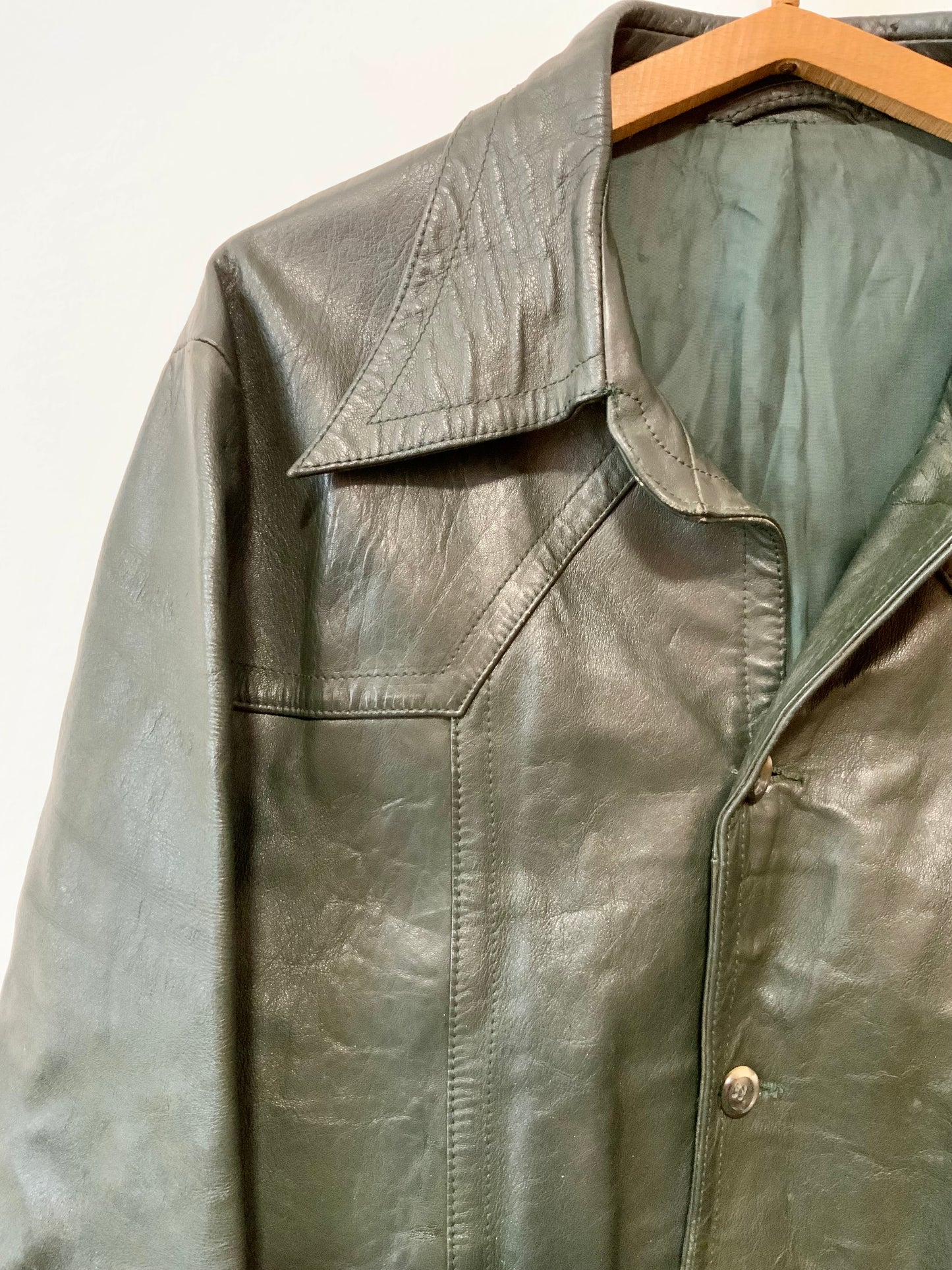 Veste en cuir Pure Vintage 1970 Col à pointes - Surpiqûres
