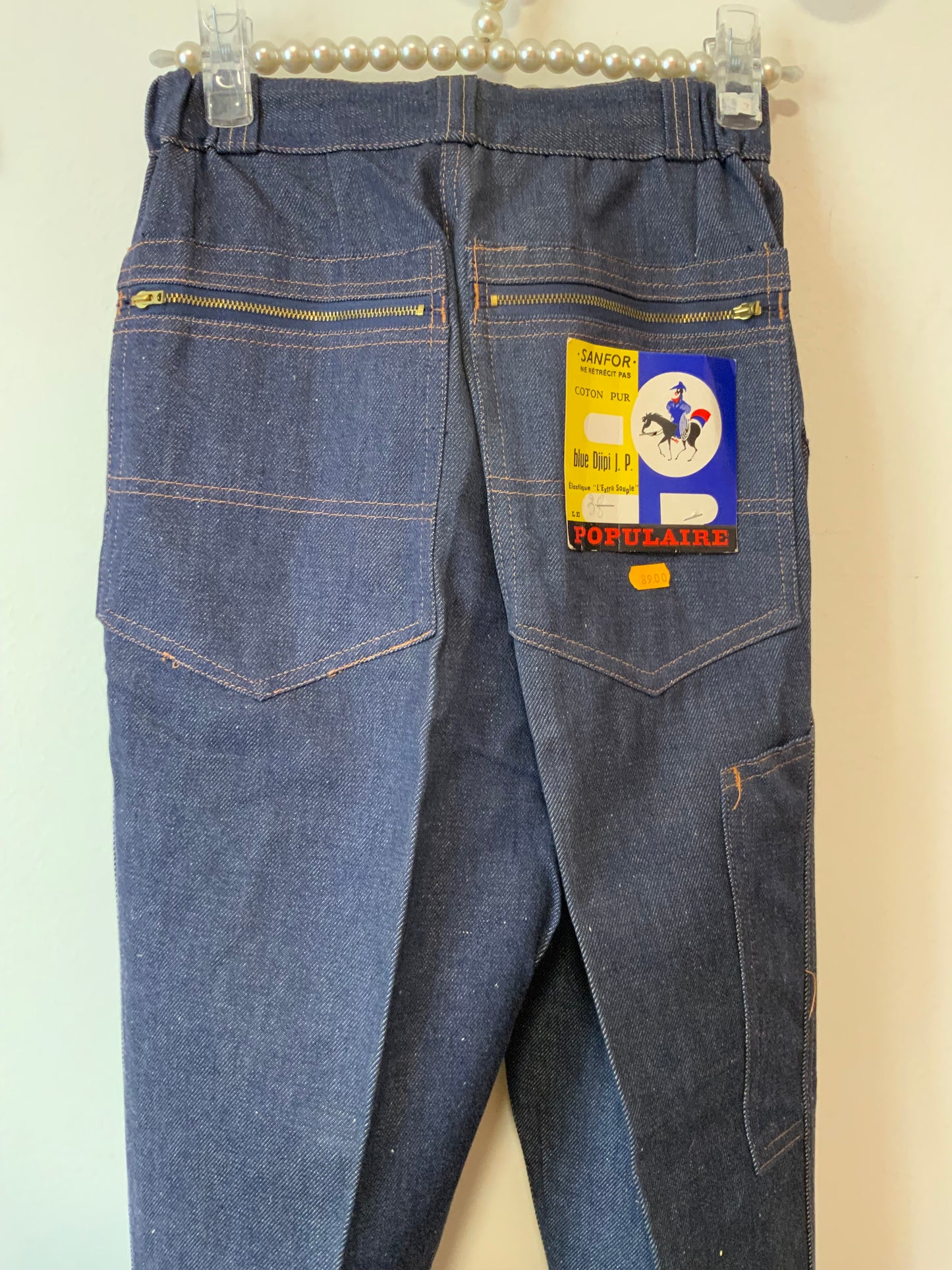 Jean Denim Pur Deadstock 1970/80 Coton Sanfor Surpiqué orange