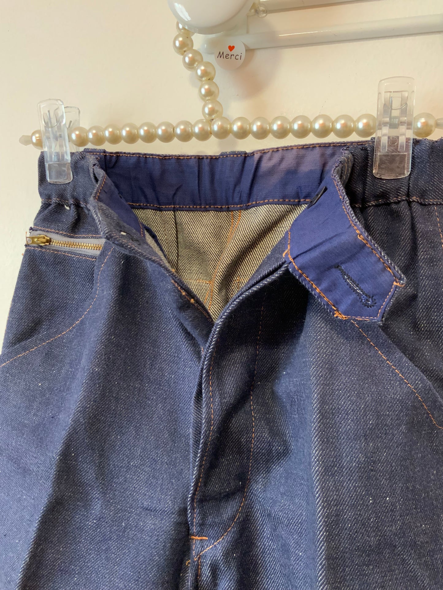 Jean Denim Pur Deadstock 1970/80 Coton Sanfor Surpiqué orange