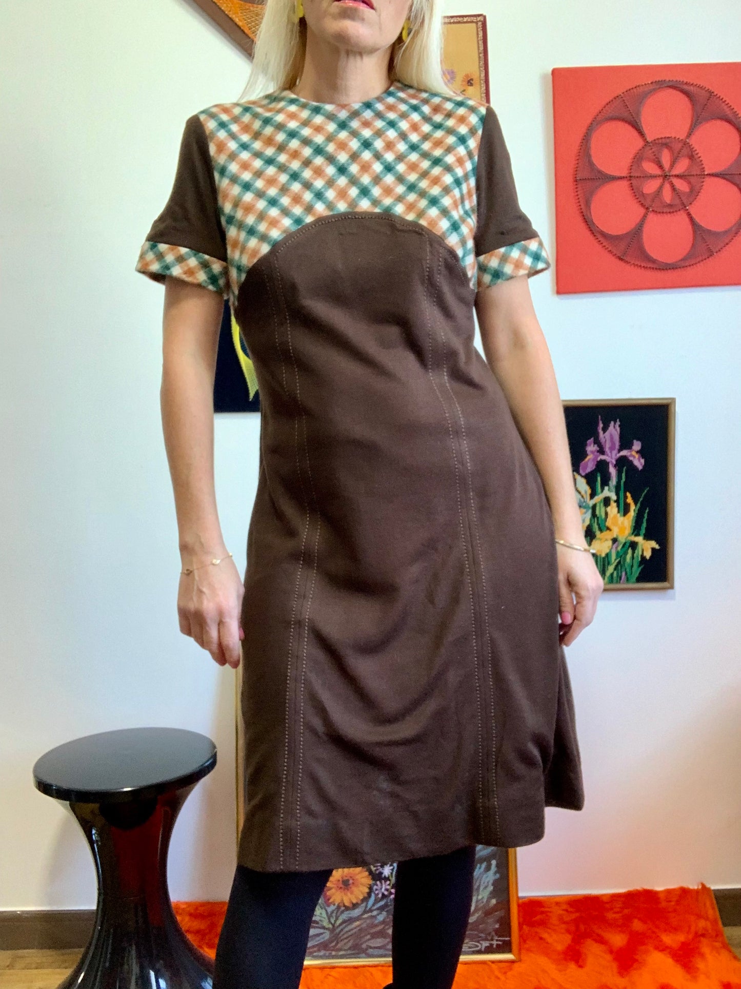 Robe Carreaux Originale Vintage 1970 Seventies France