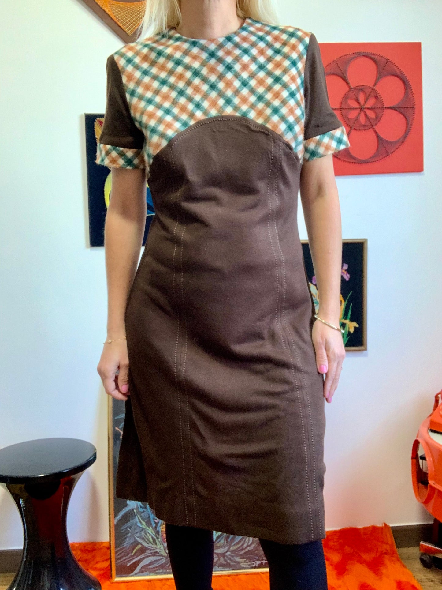 Robe Carreaux Originale Vintage 1970 Seventies France