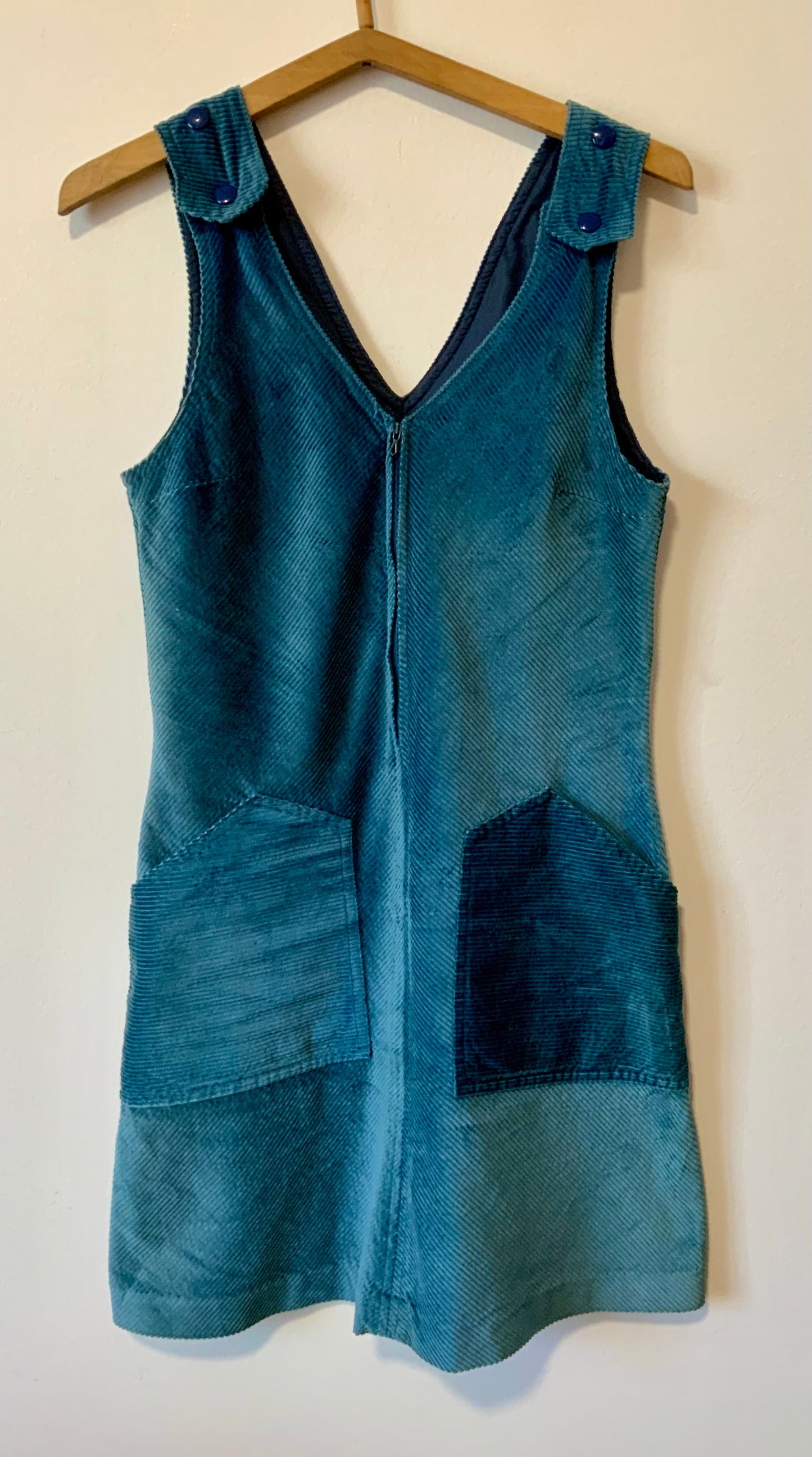 Robe bleue velours côtelé Vintage 1970/80 Deadstock