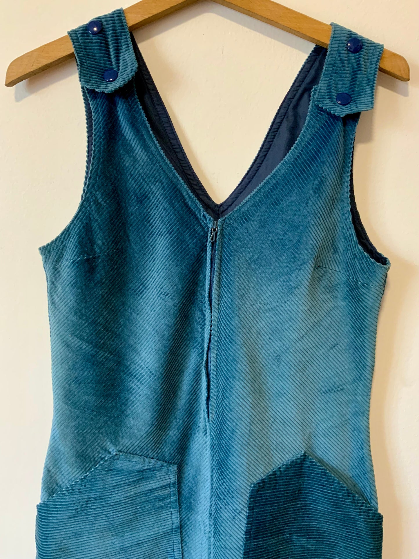 Robe bleue velours côtelé Vintage 1970/80 Deadstock