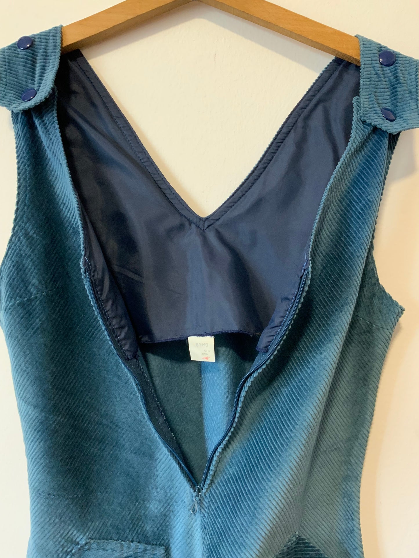 Robe bleue velours côtelé Vintage 1970/80 Deadstock