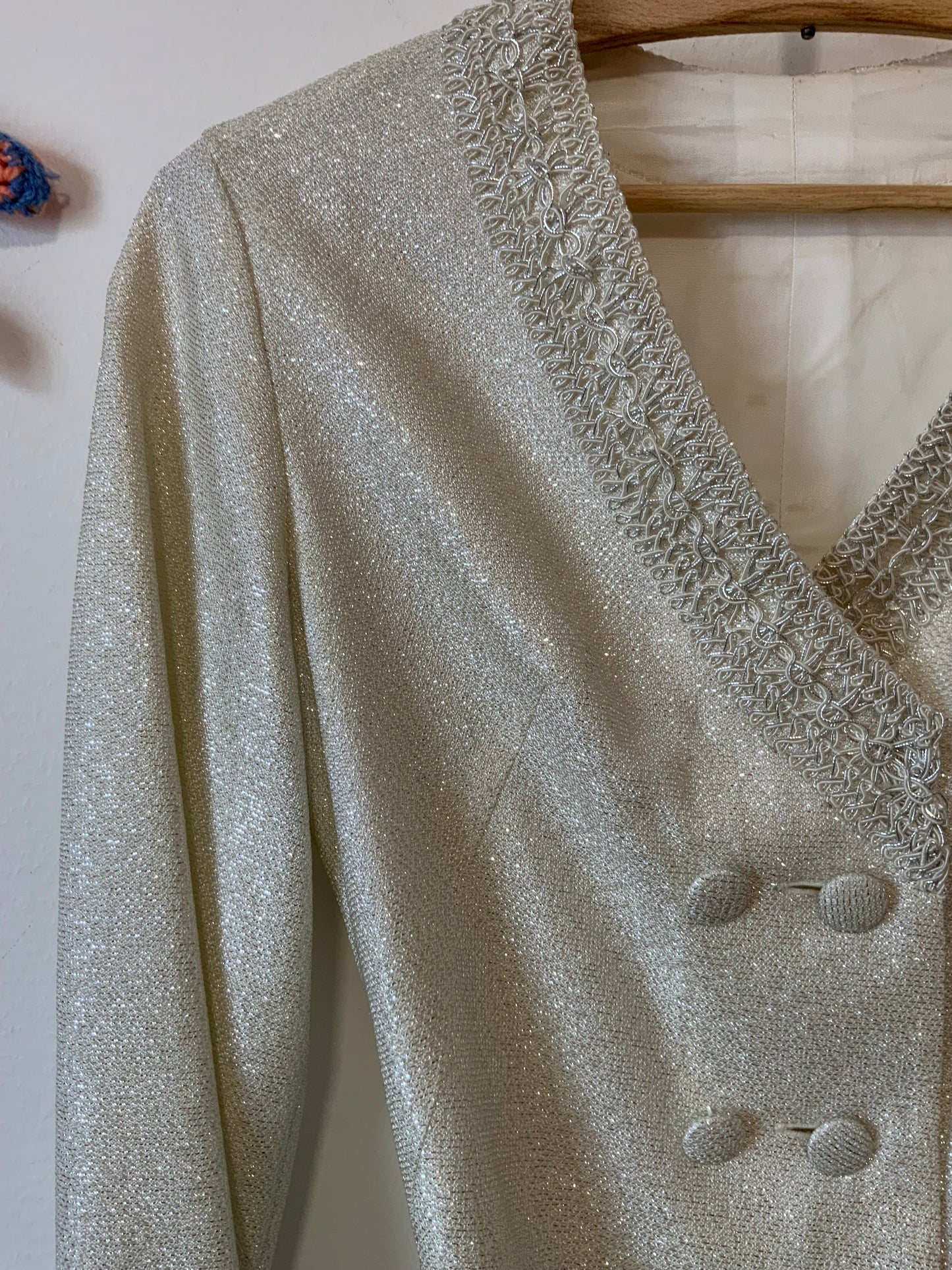 Somptueux Ensemble Fait Main Pailleté Disco Pépite Vintage 1970 Strass