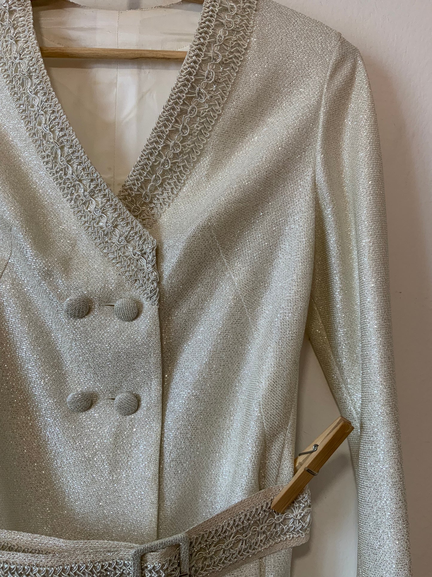 Somptueux Ensemble Fait Main Pailleté Disco Pépite Vintage 1970 Strass