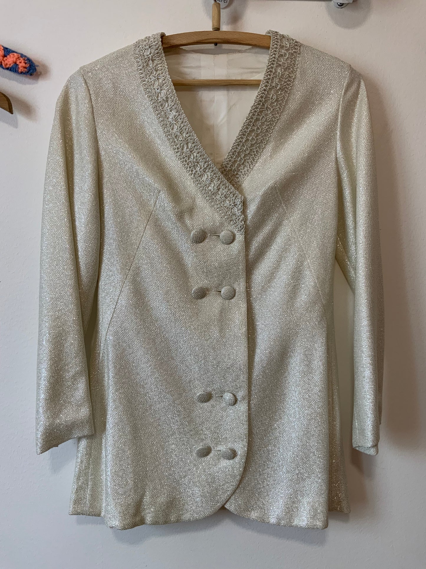 Somptueux Ensemble Fait Main Pailleté Disco Pépite Vintage 1970 Strass