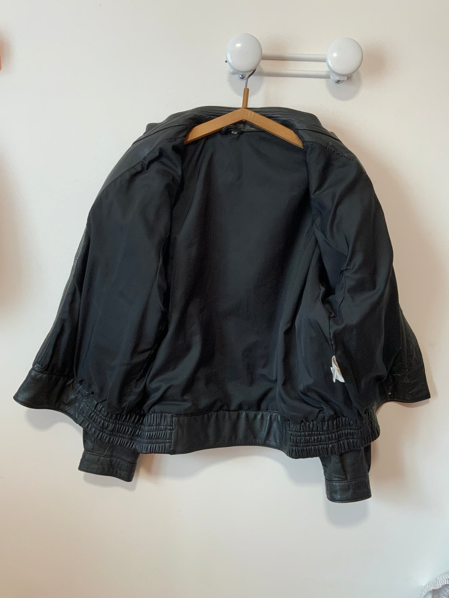 Blouson Cuir Noir Large Vintage Eighties Pur 1980