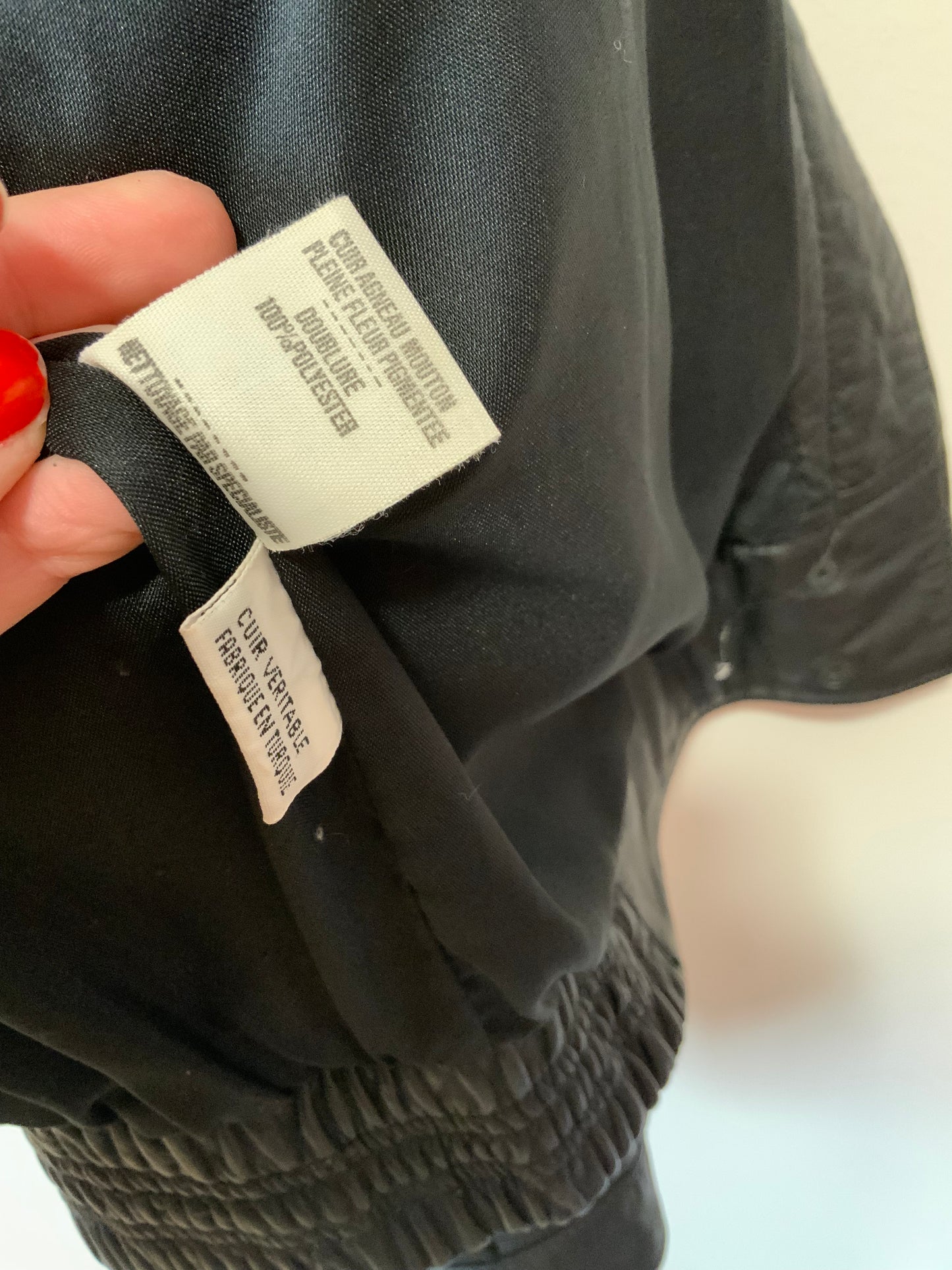 Blouson Cuir Noir Large Vintage Eighties Pur 1980