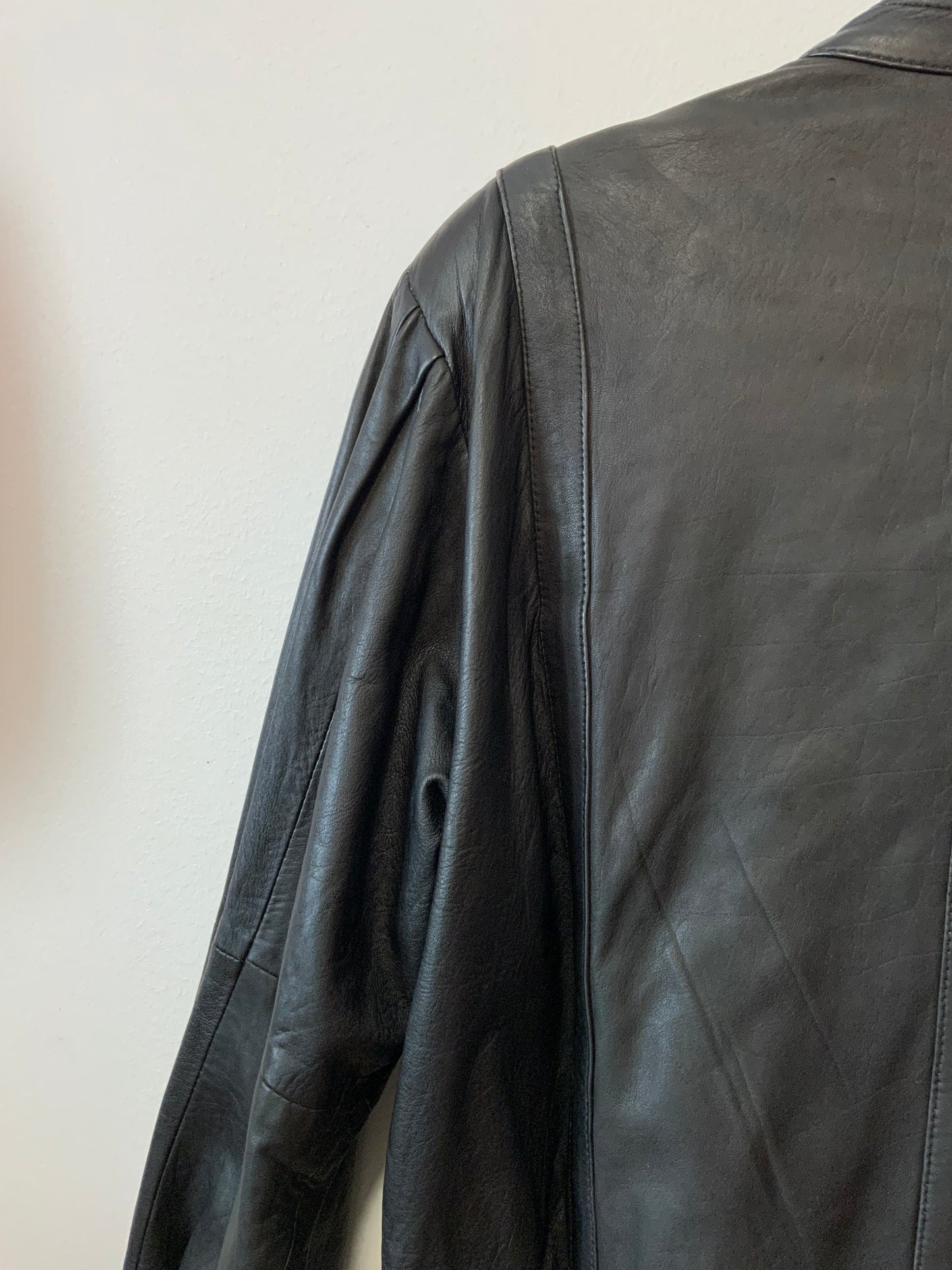 Blouson Cuir Noir Large Vintage Eighties Pur 1980