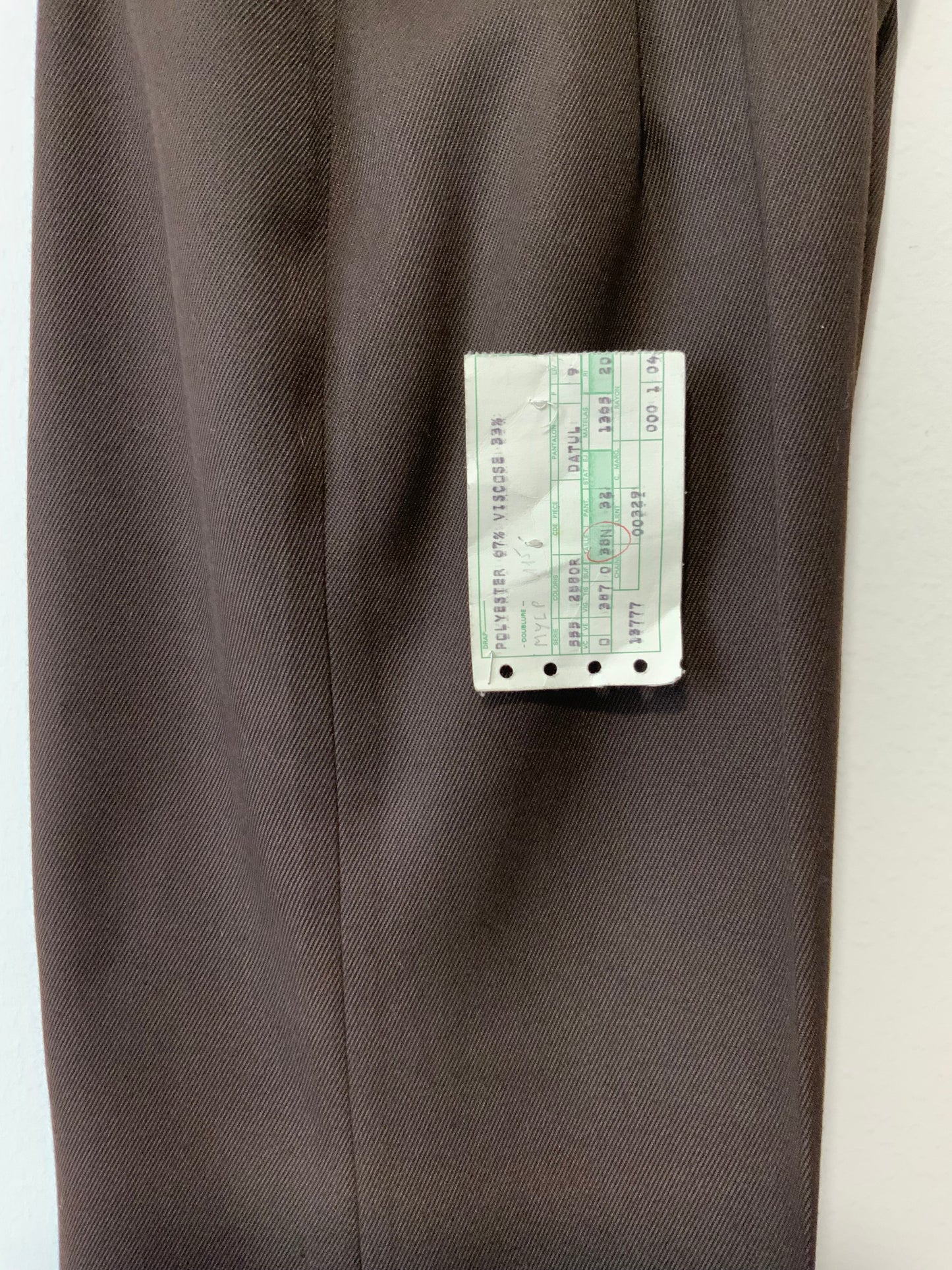 Pantalon Pattes d’elephant Flare Chocolat Vintage Tergal 1970 Deadstock