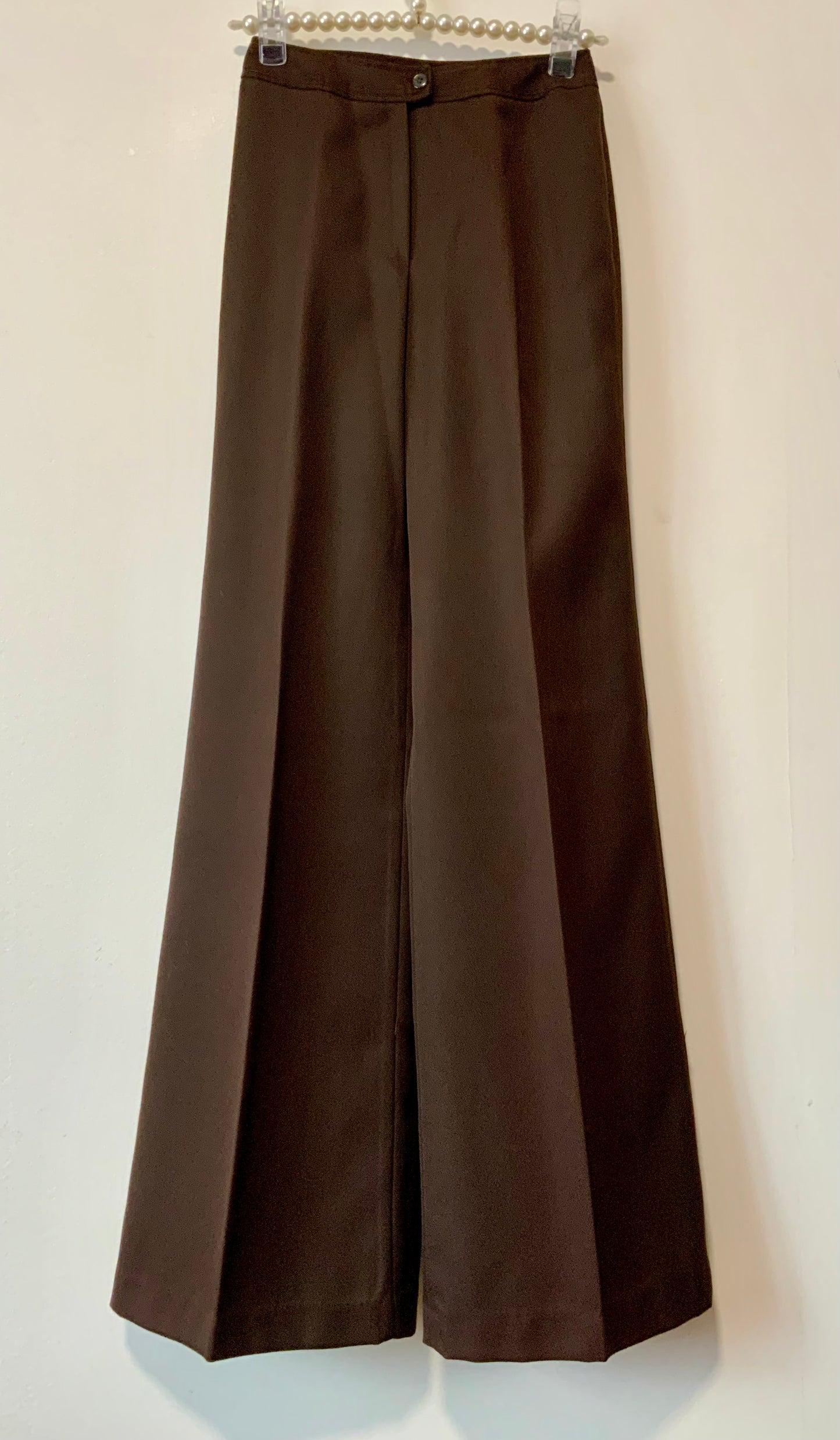 Pantalon Pattes d’elephant Flare Chocolat Vintage Tergal 1970 Deadstock