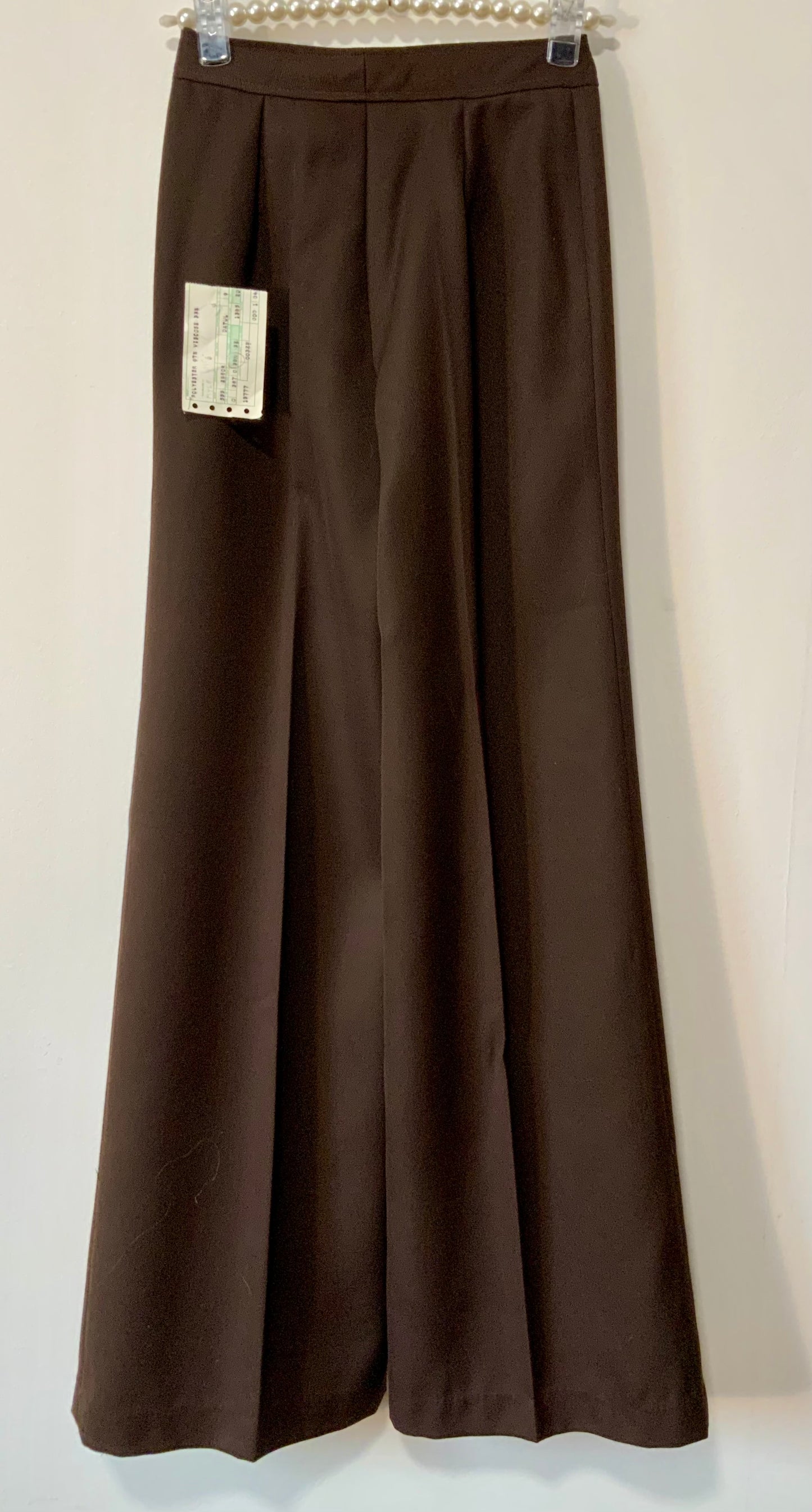 Pantalon Pattes d’elephant Flare Chocolat Vintage Tergal 1970 Deadstock