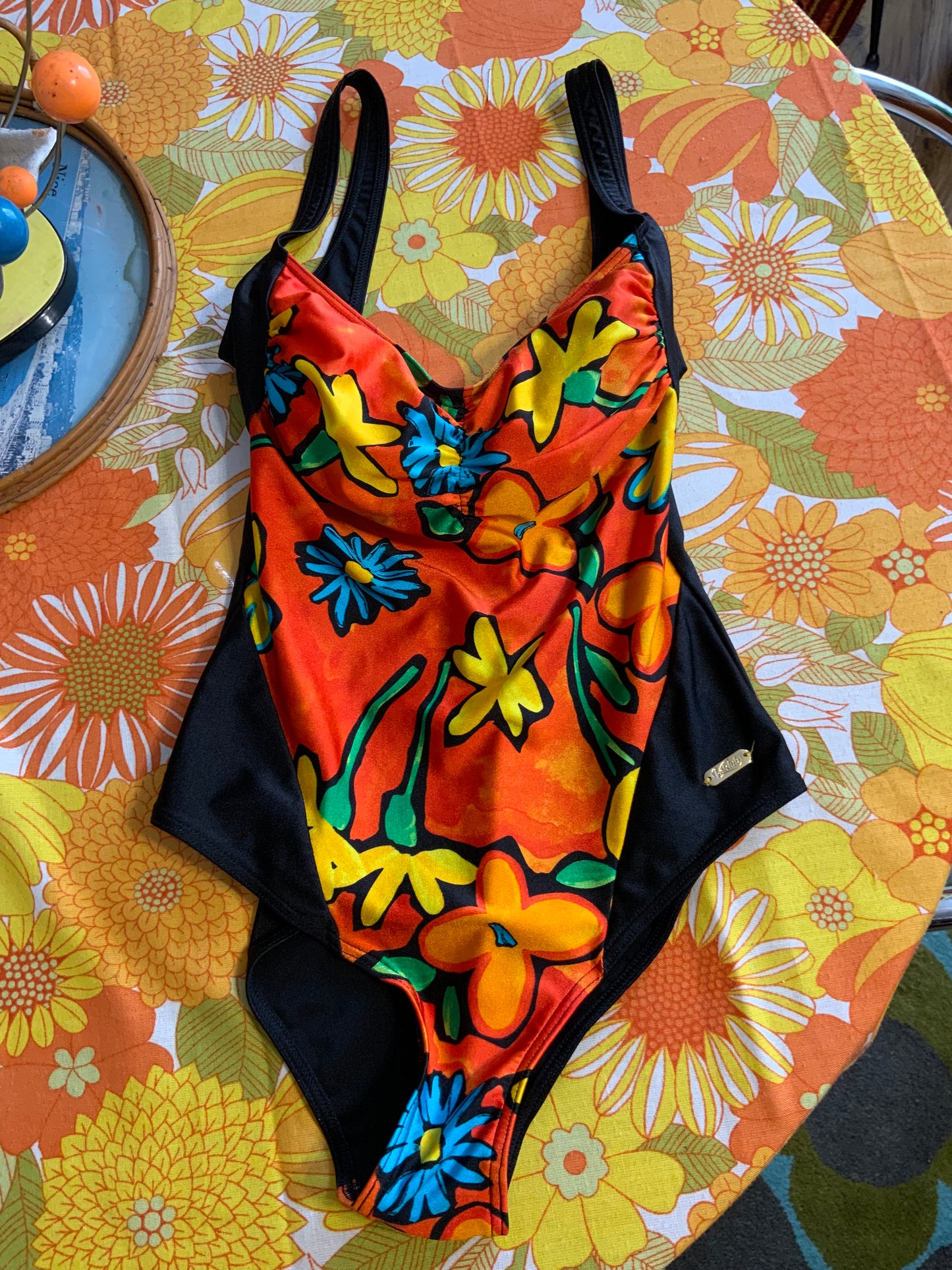 Maillot de bain 1 pièce à fleurs Vintage 1990
