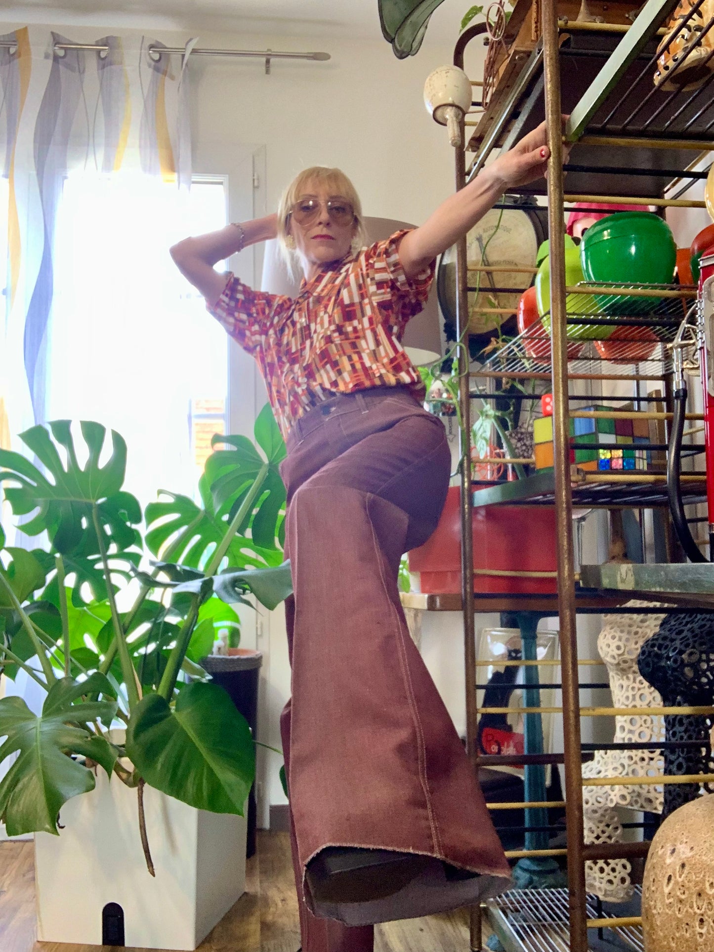Pantalon Pattes d’éléphant Flare Vintage Kidur Deadstock 1975 Tergal France