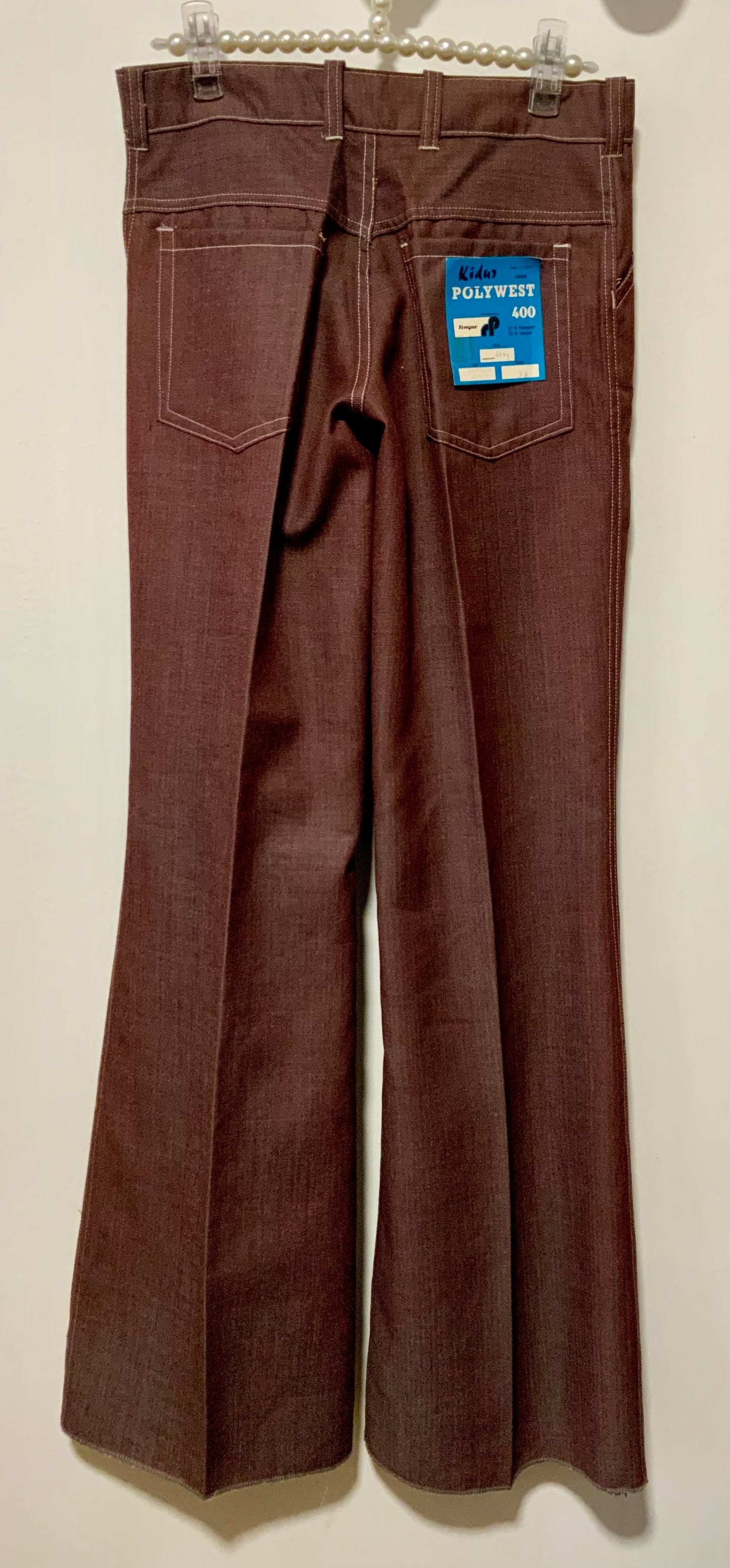 Pantalon Pattes d’éléphant Flare Vintage Kidur Deadstock 1975 Tergal France