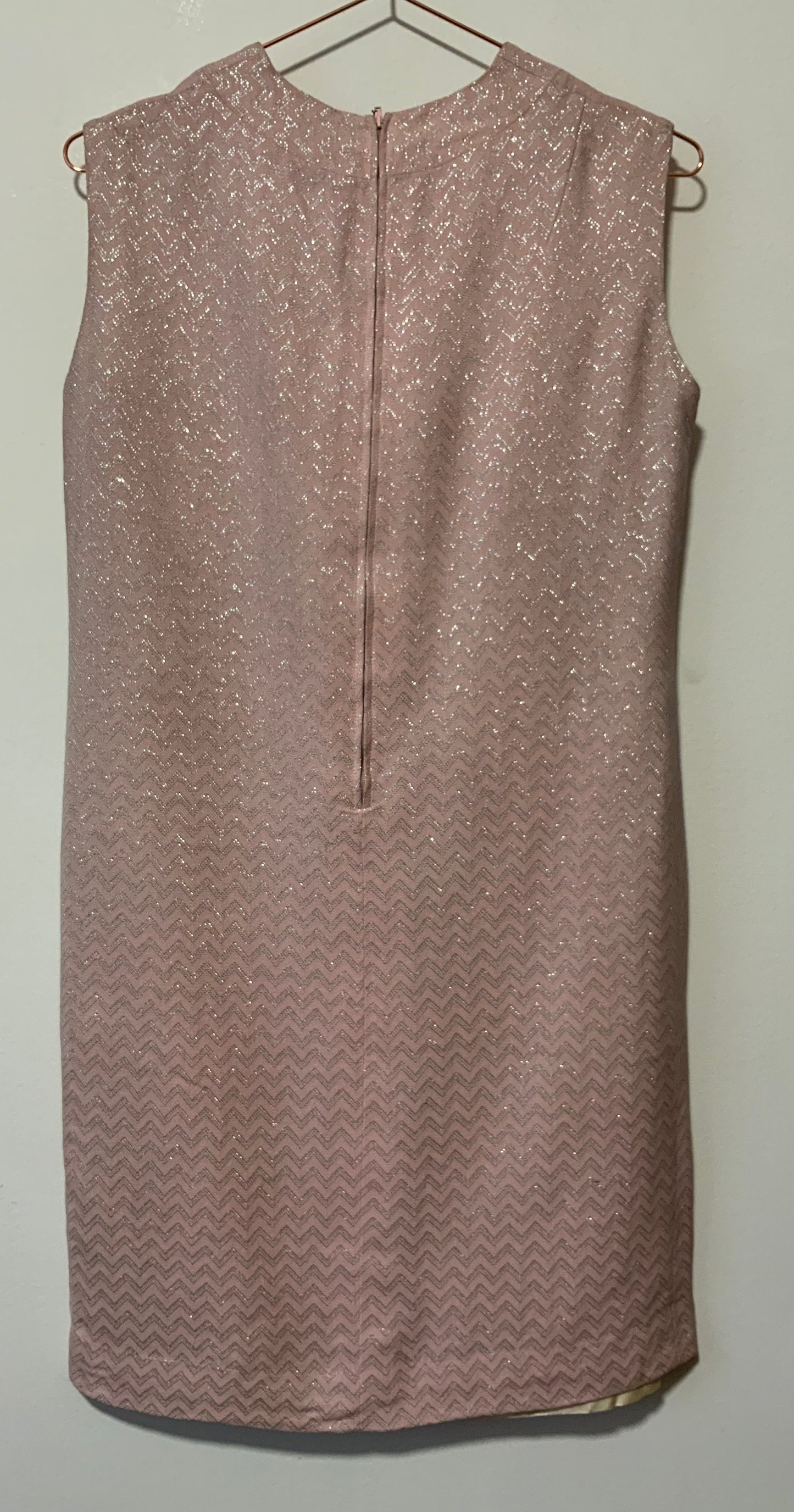 Robe droite rose pâle à paillette Made in France Vintage 1980 Création Laura couture