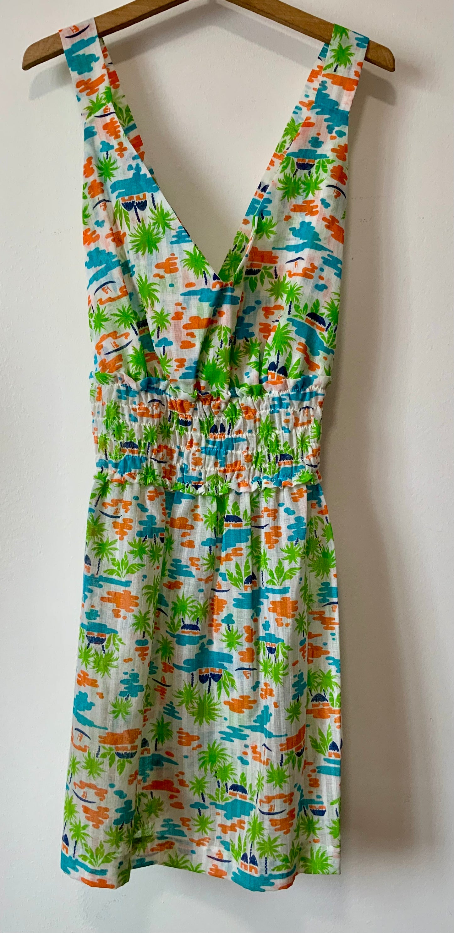 Robe Sexy A fleurs Été Vintage Dos Nu Bretelles 1970 Deadstock