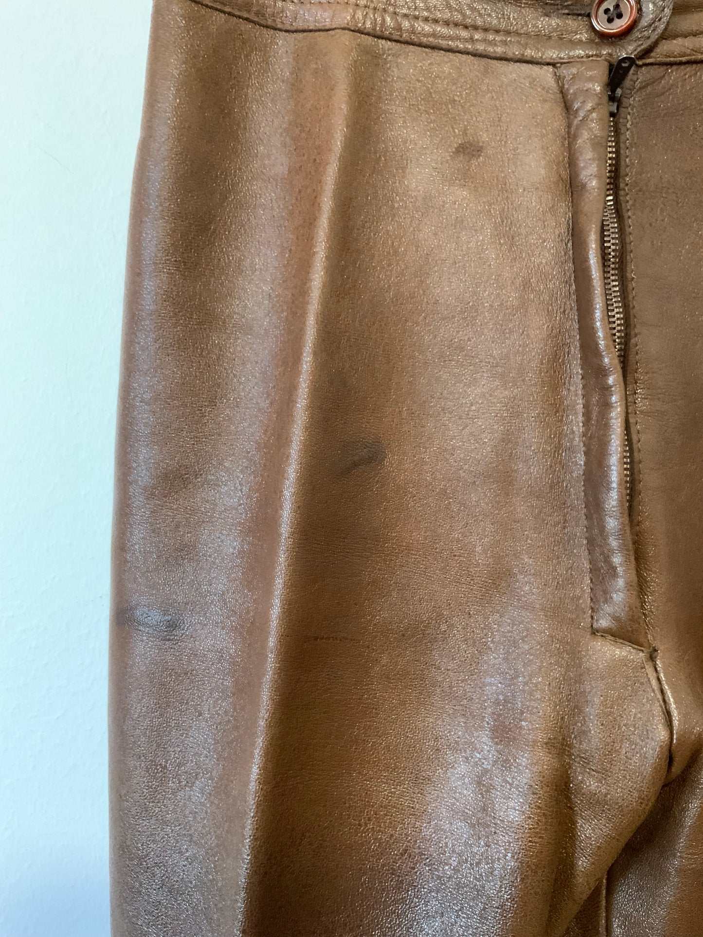 Incroyable Pantalon 70pants Pattes d’éléphant Flare Cuir Marron Unique
