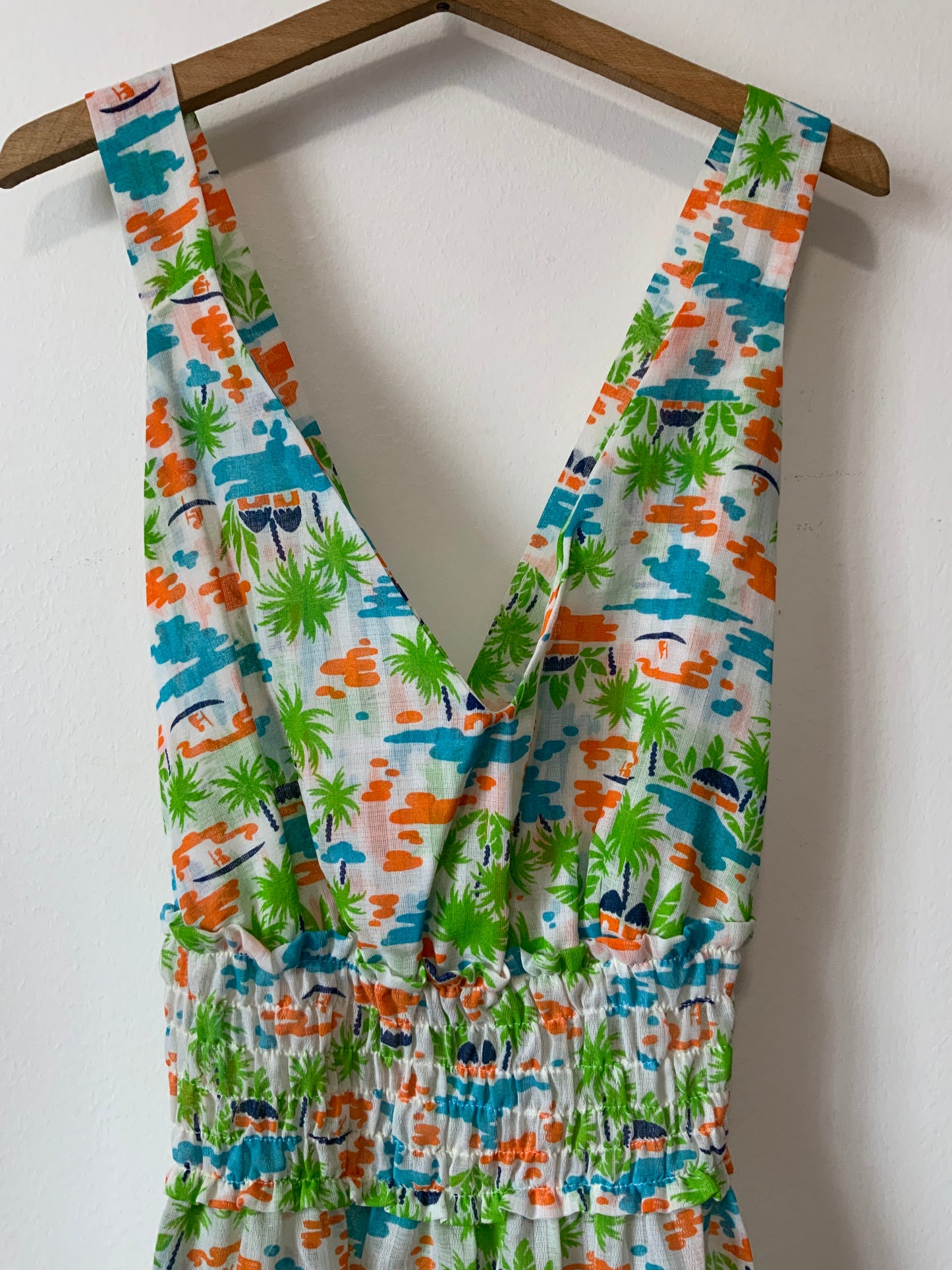 Robe Sexy A fleurs Été Vintage Dos Nu Bretelles 1970 Deadstock