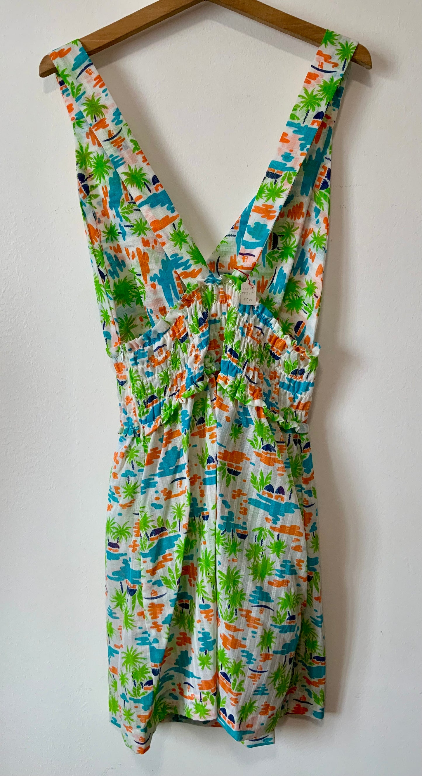 Robe Sexy A fleurs Été Vintage Dos Nu Bretelles 1970 Deadstock