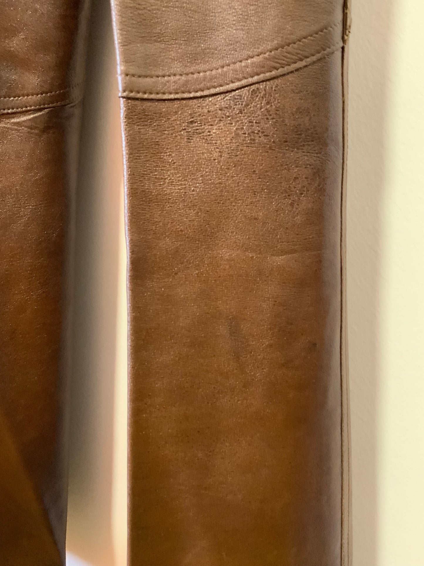 Incroyable Pantalon 70pants Pattes d’éléphant Flare Cuir Marron Unique
