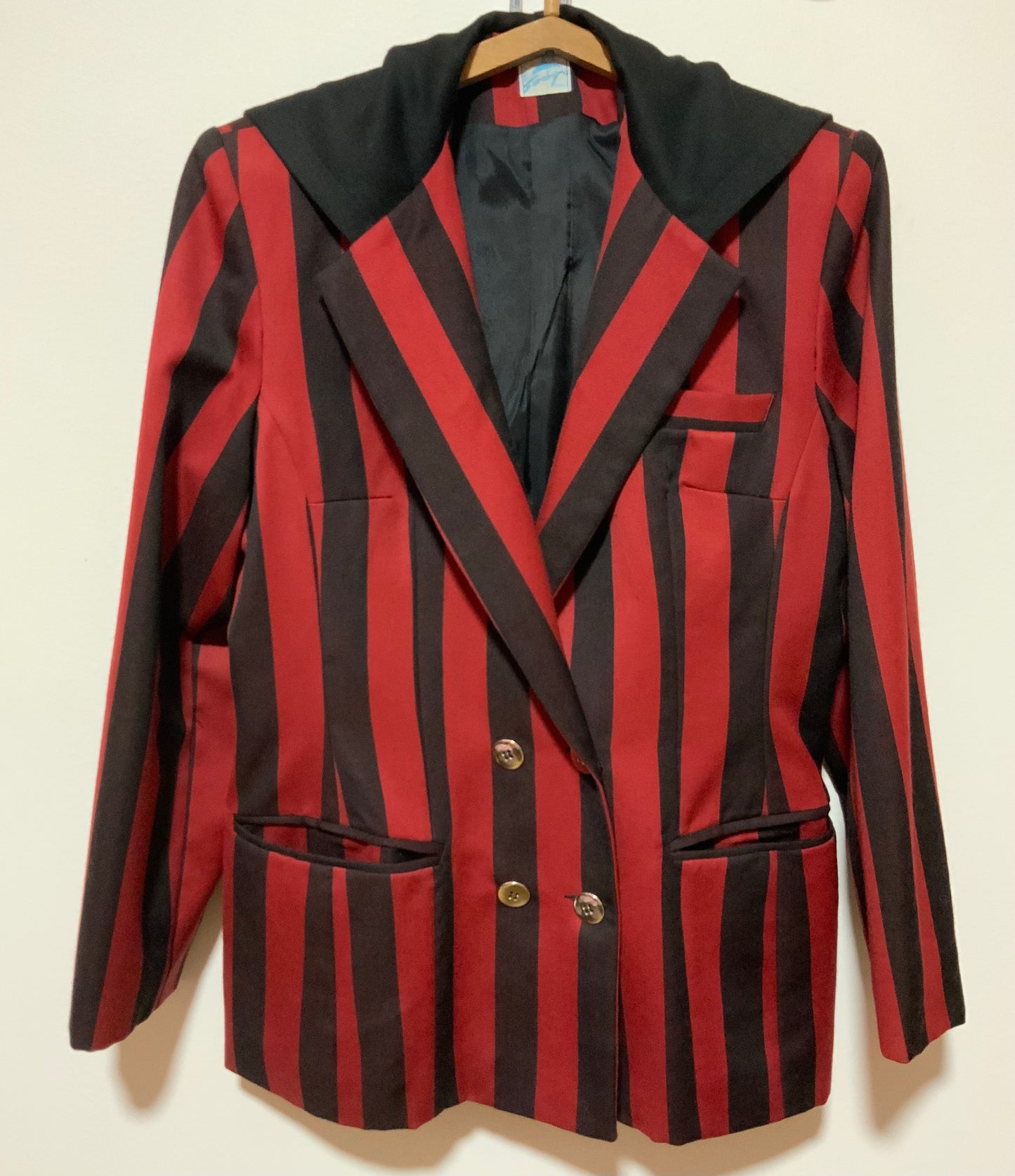 Veste Capuche à rayures Pur Blazer Vintage 1980 Epaulettes-