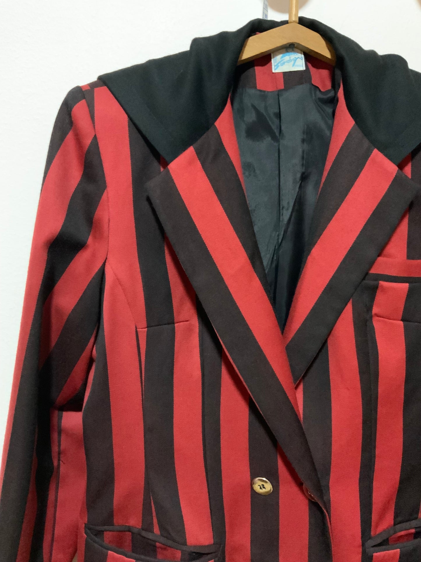 Veste Capuche à rayures Pur Blazer Vintage 1980 Epaulettes-