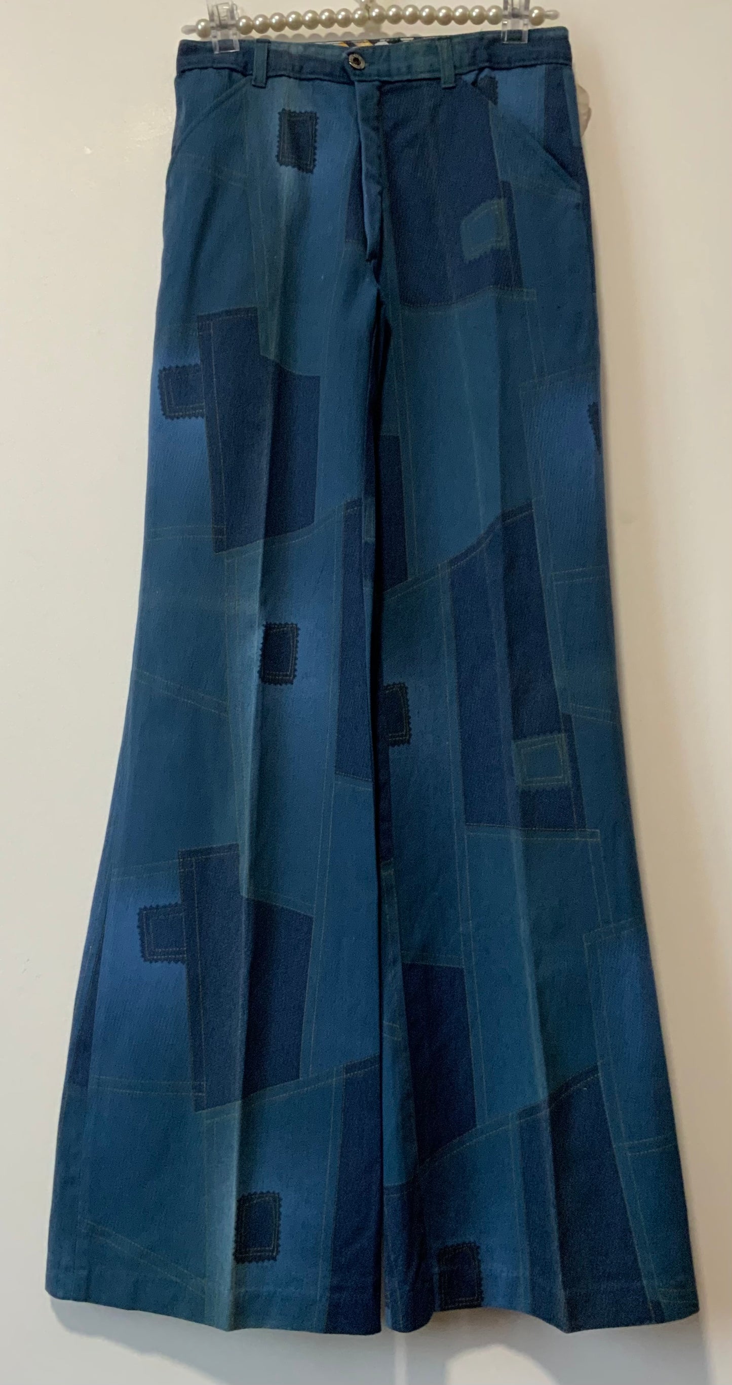 Jean Pattes d’éléphant flare Effet patchwork Vintage 1970