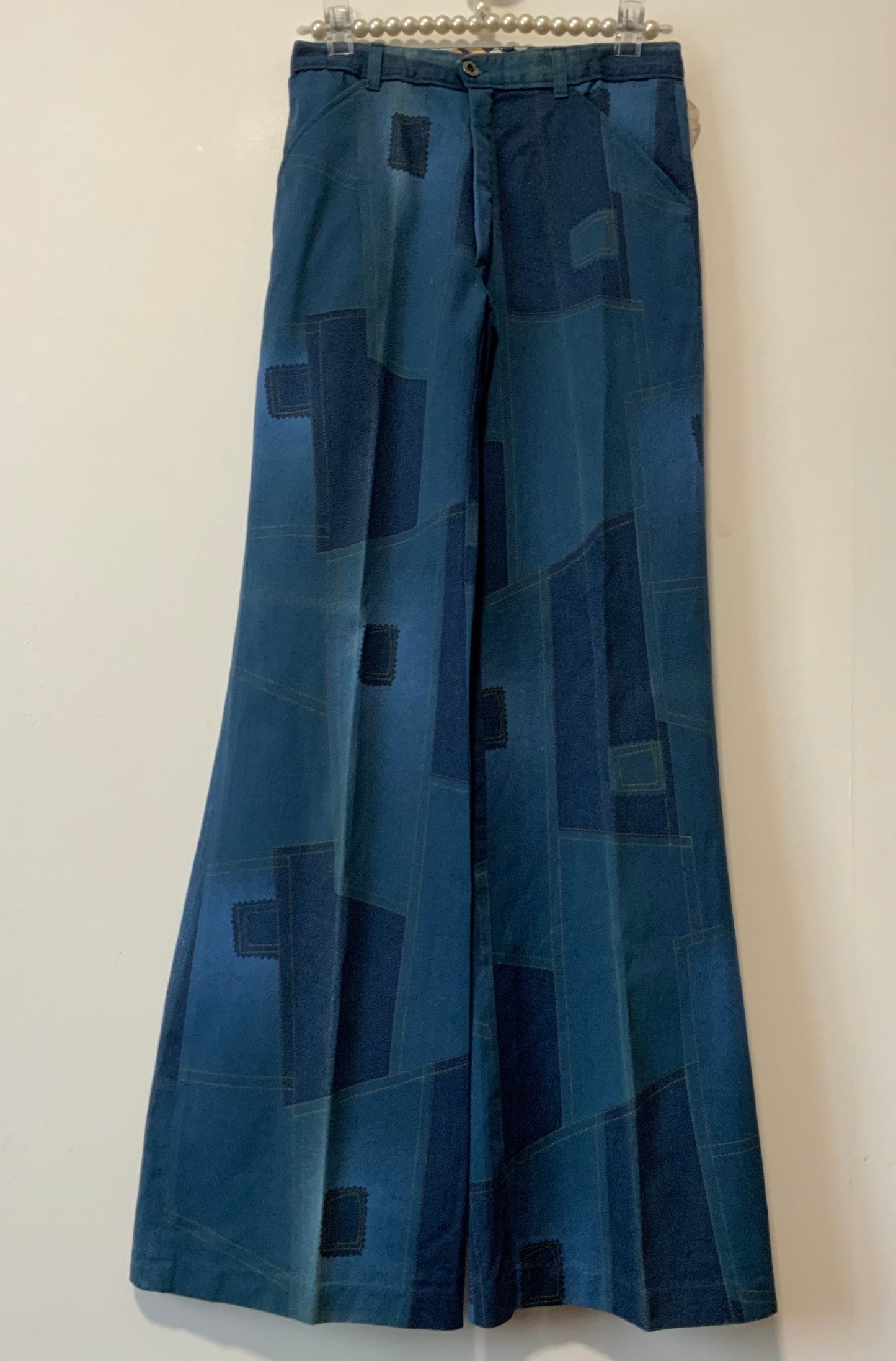 Jean Pattes d’éléphant flare Effet patchwork Vintage 1970