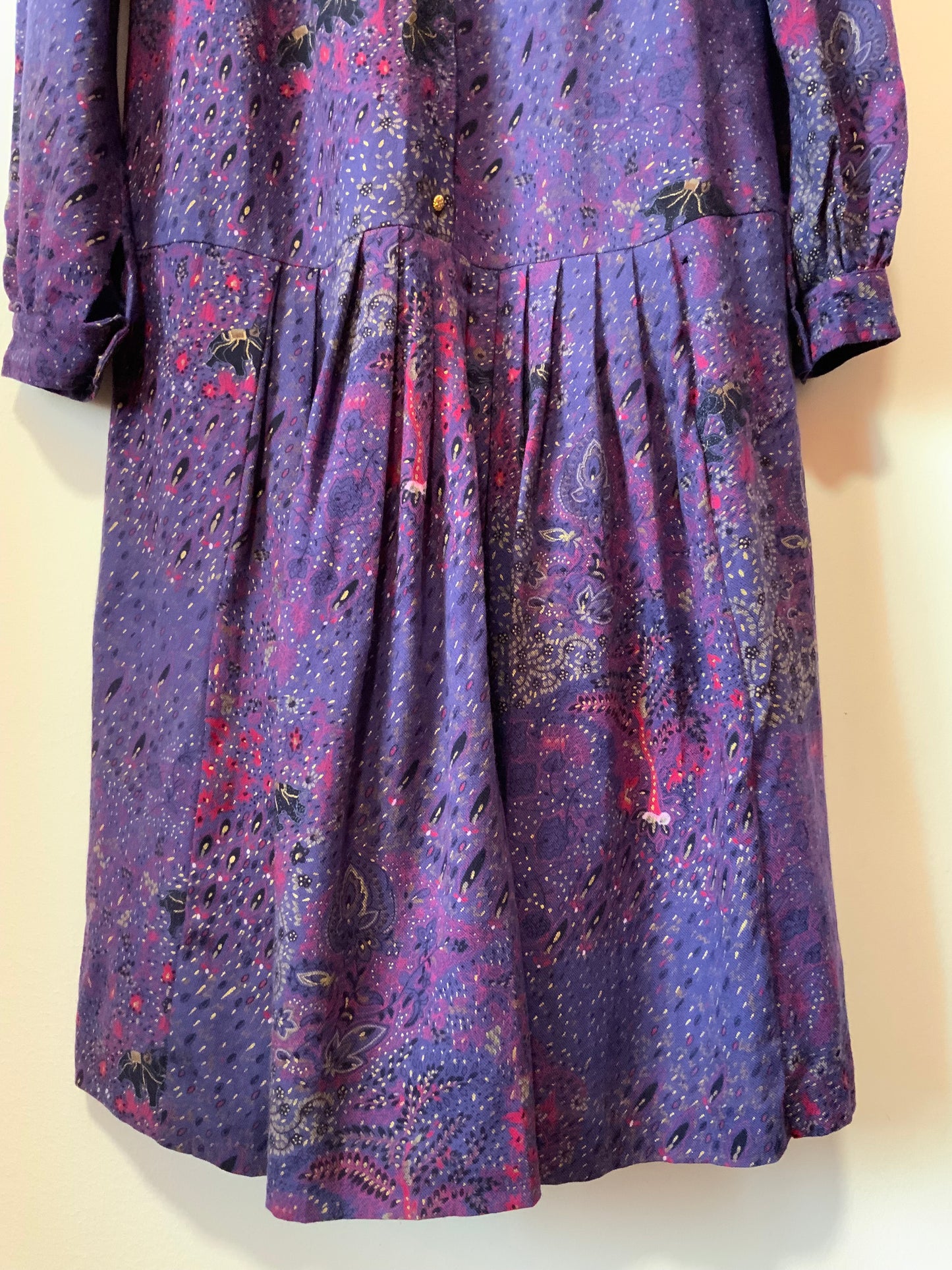 Robe 1960 Vintage France Fleurs laine
