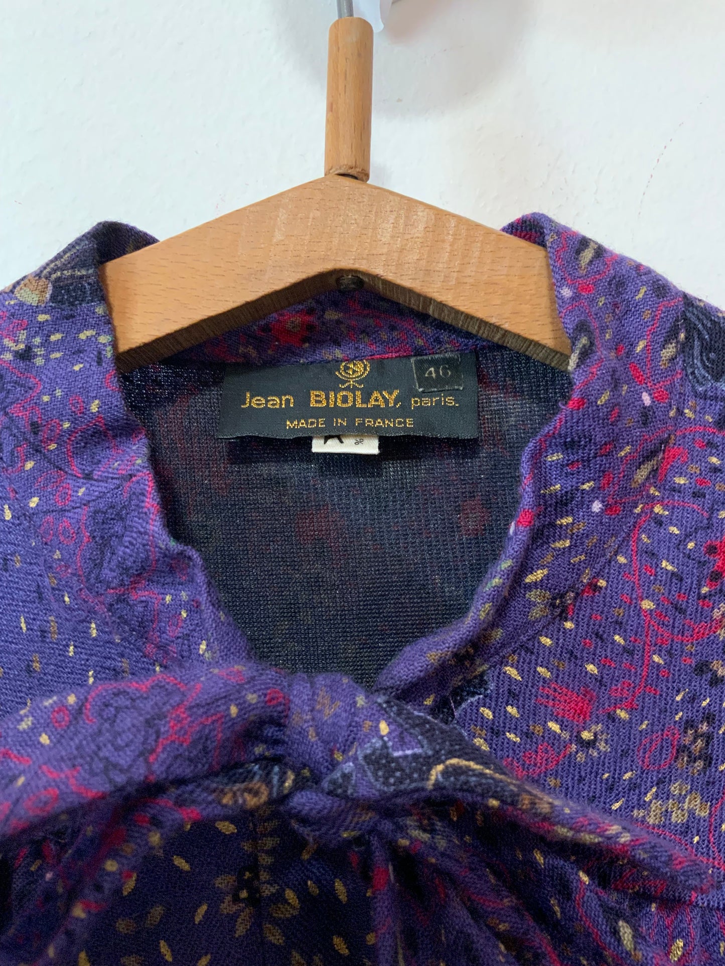 Robe 1960 Vintage France Fleurs laine