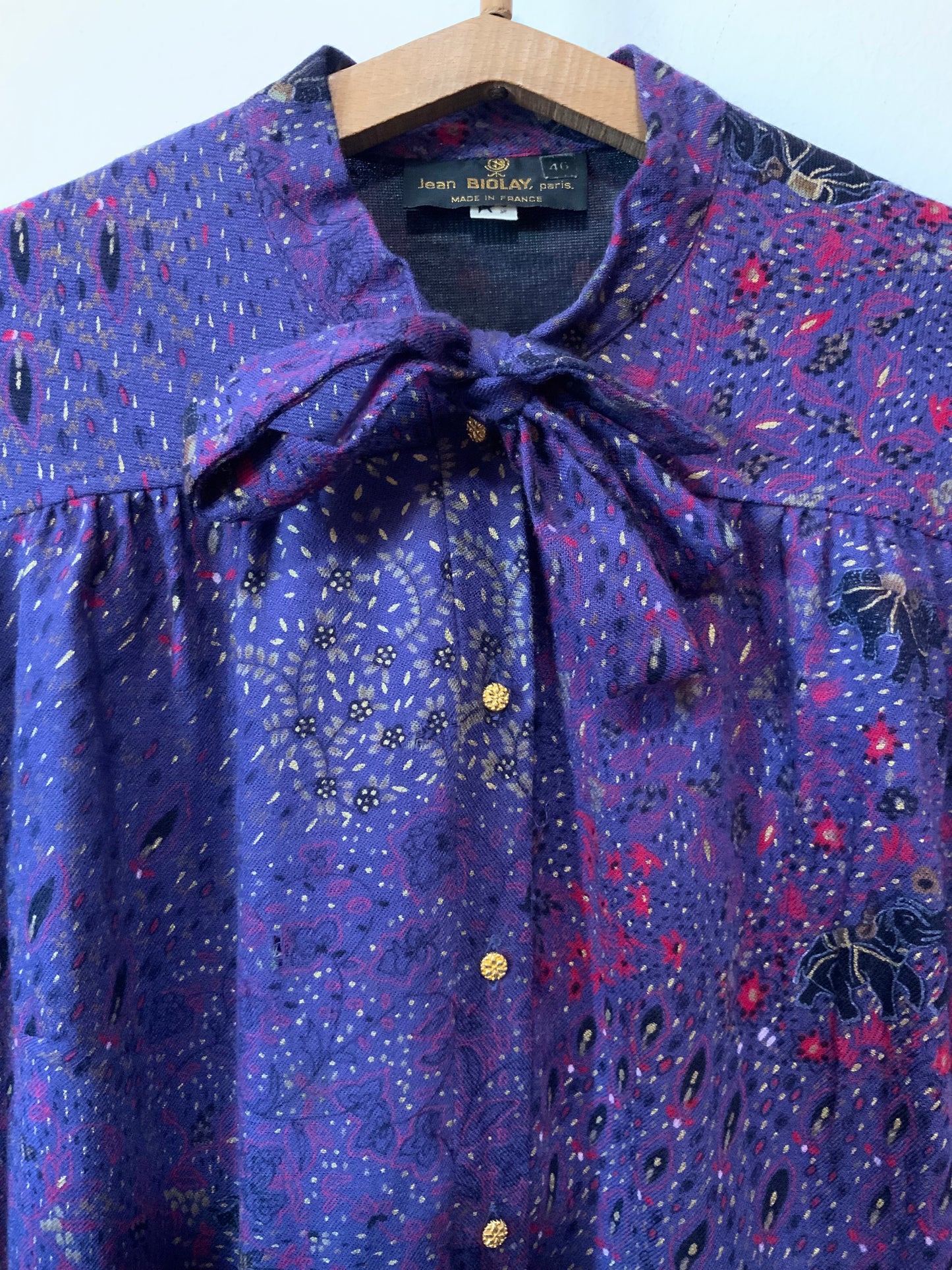 Robe 1960 Vintage France Fleurs laine