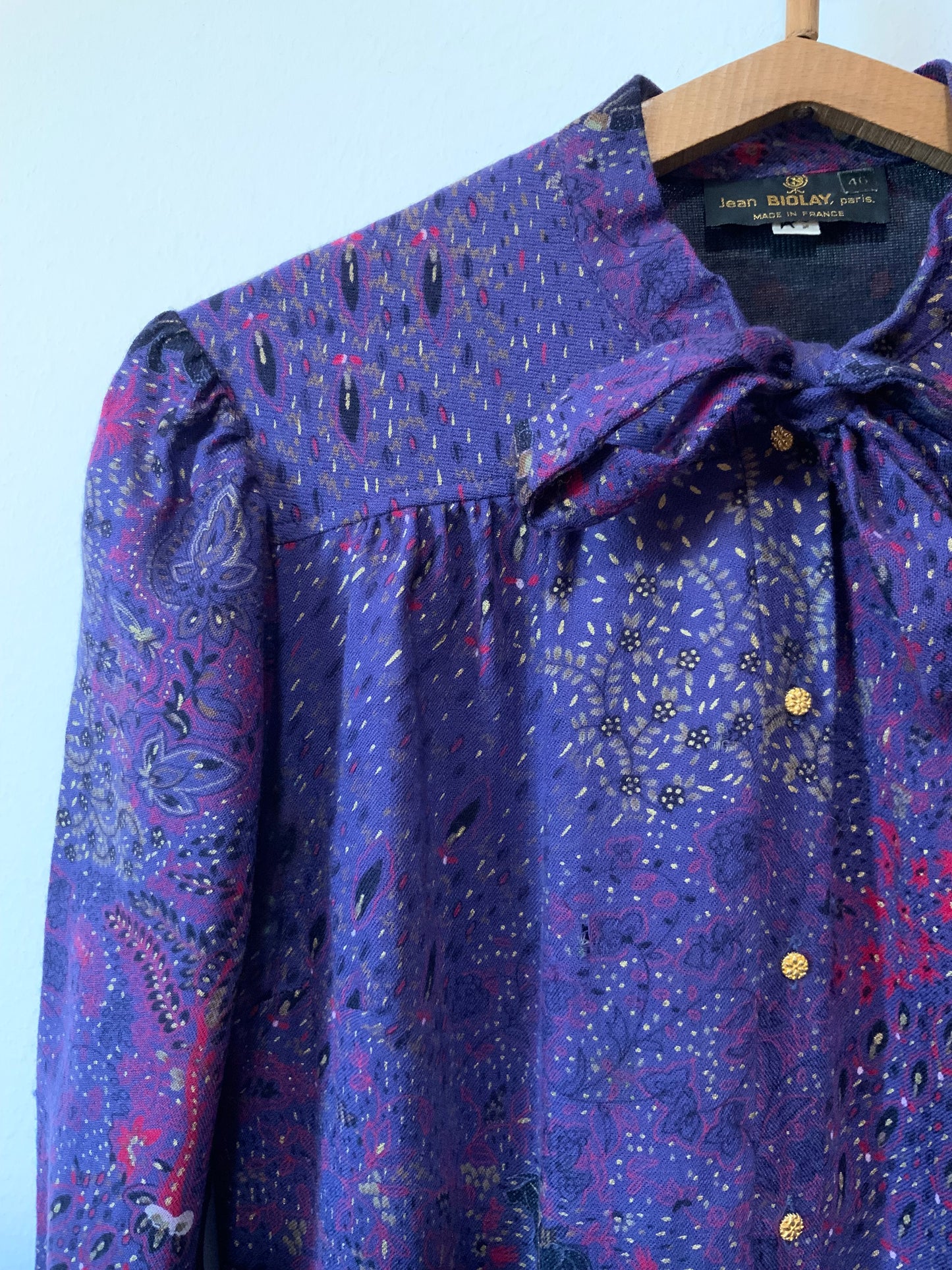 Robe 1960 Vintage France Fleurs laine