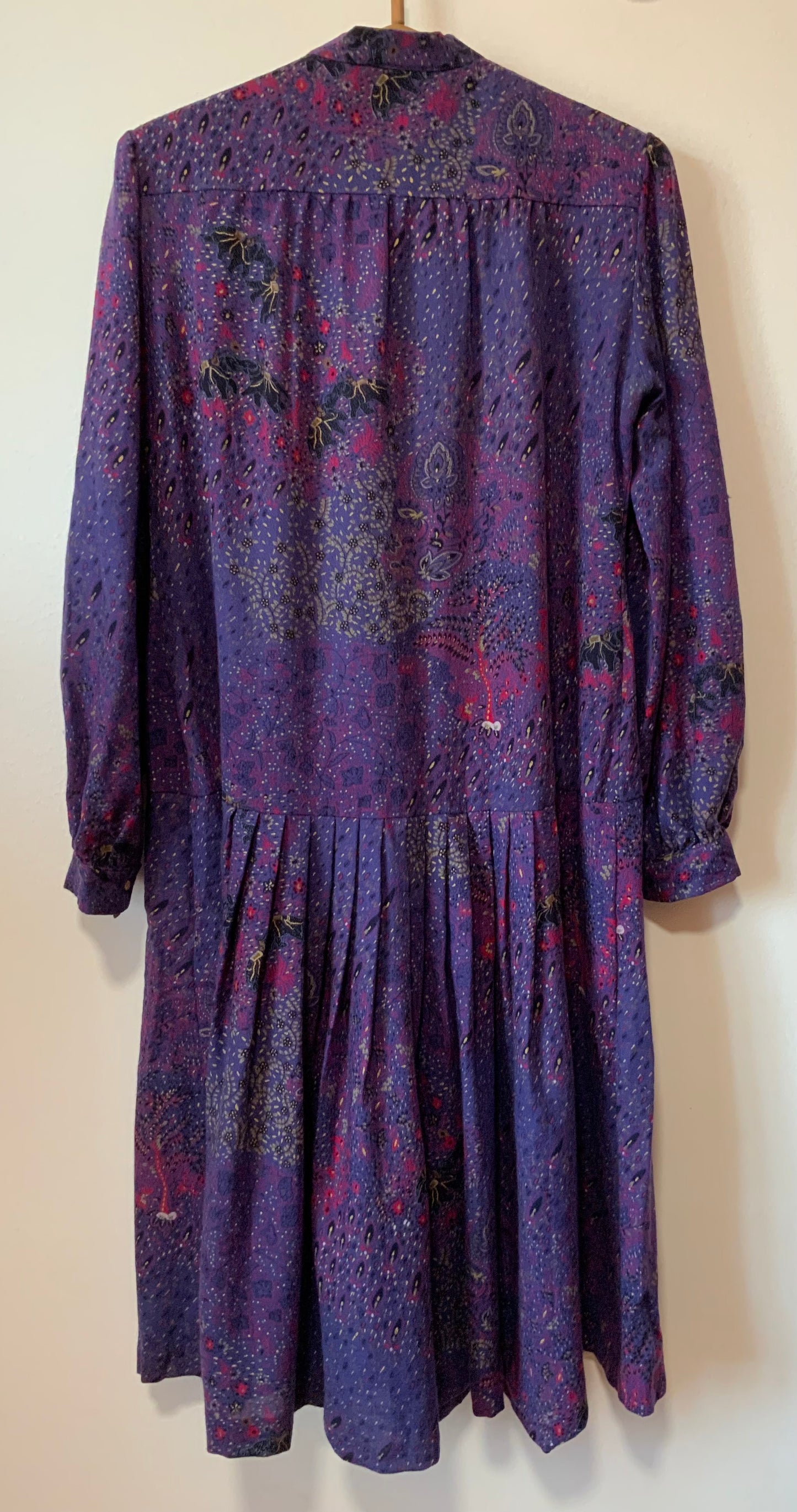 Robe 1960 Vintage France Fleurs laine