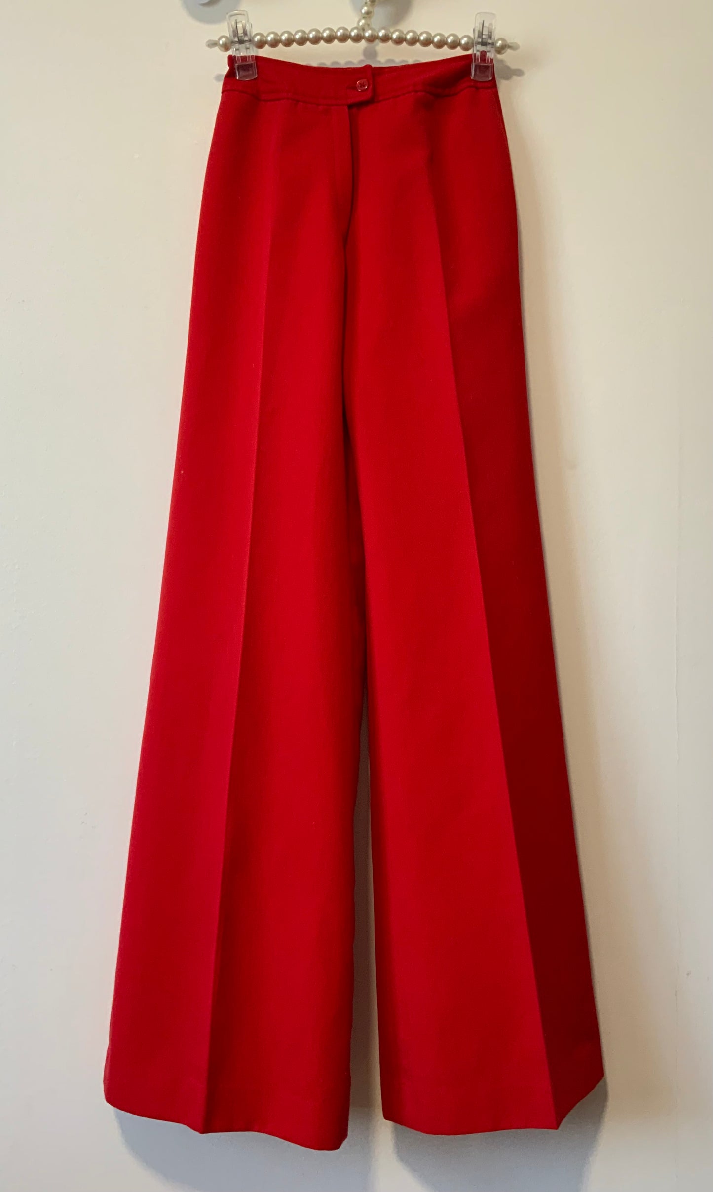 Pantalon Pattes d’éléphant Flare Rouge Vintage 1970 Chic France