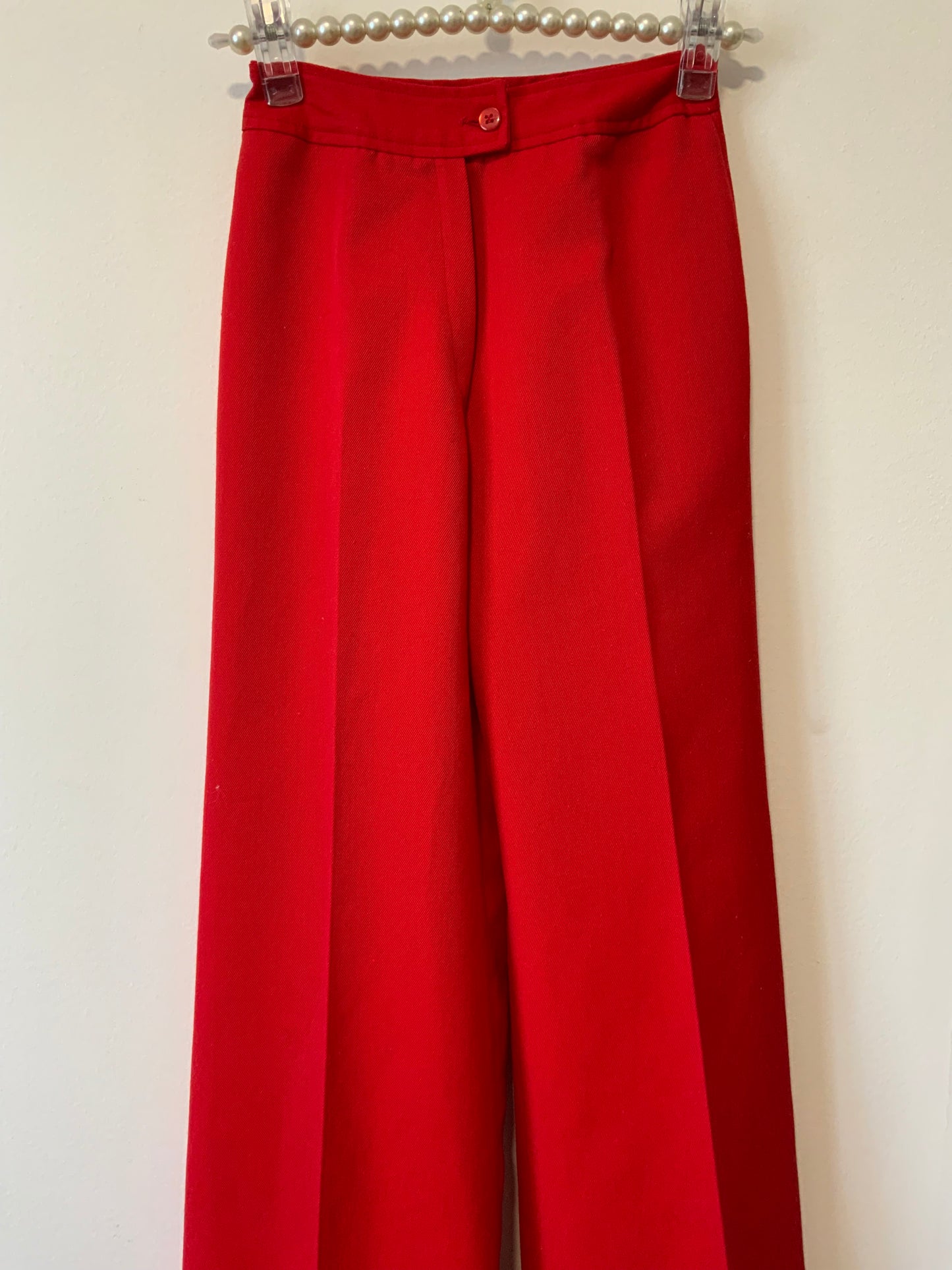 Pantalon Pattes d’éléphant Flare Rouge Vintage 1970 Chic France