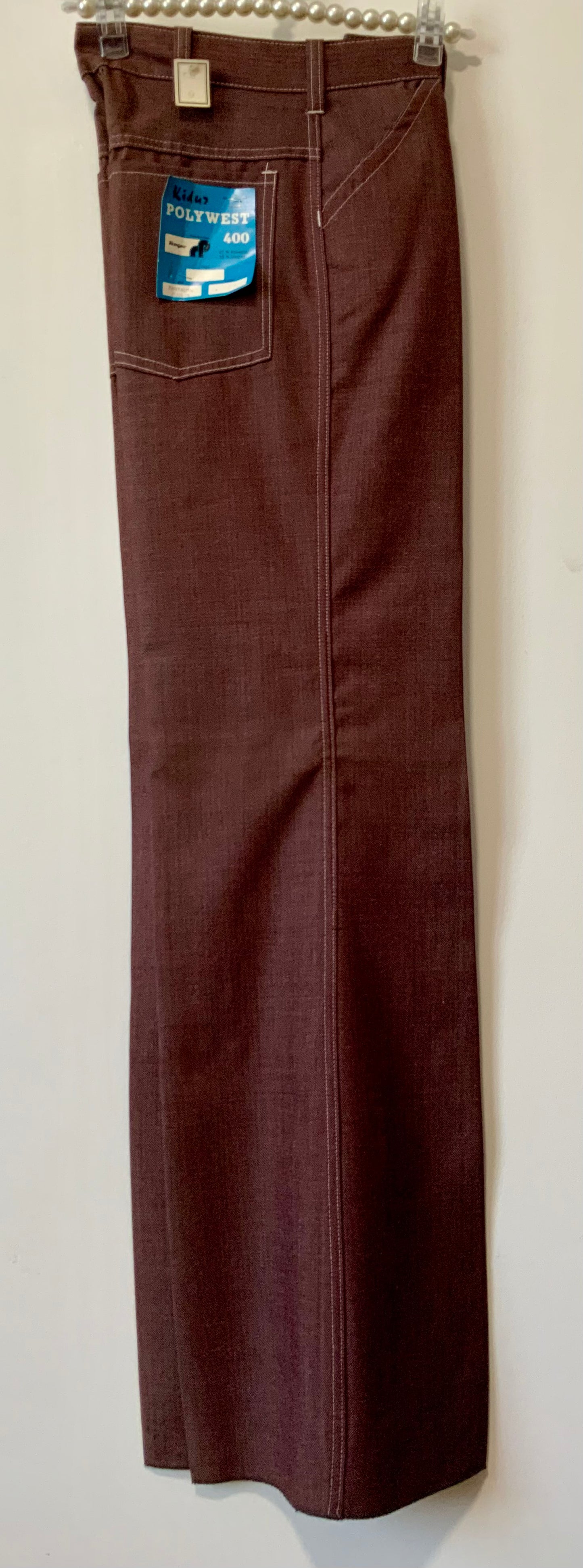 Pantalon pattes d’éléphant Flare France Deadstock Denim Rouge 1975 Vintage
