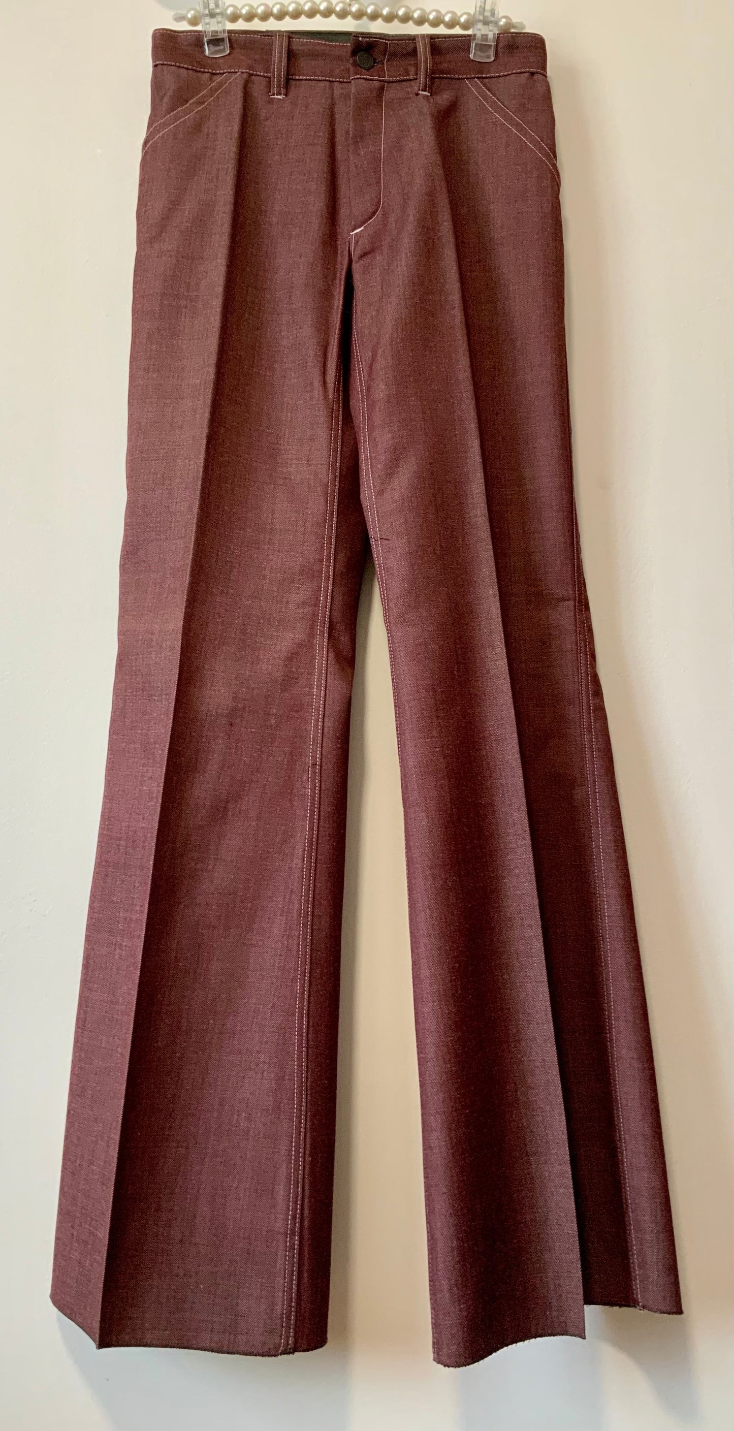 Pantalon pattes d’éléphant Flare France Deadstock Denim Rouge 1975 Vintage