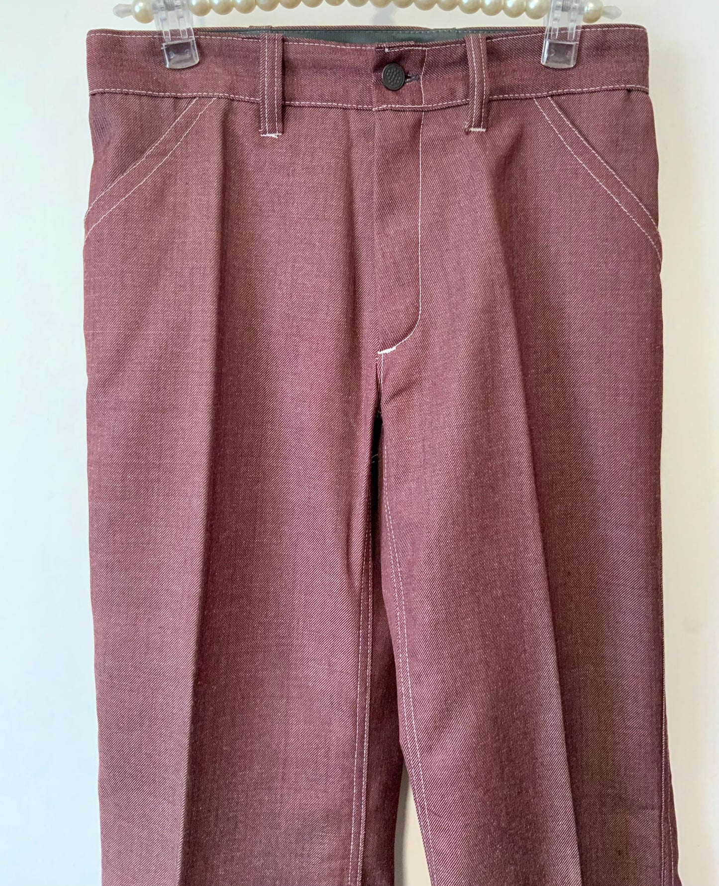 Pantalon pattes d’éléphant Flare France Deadstock Denim Rouge 1975 Vintage
