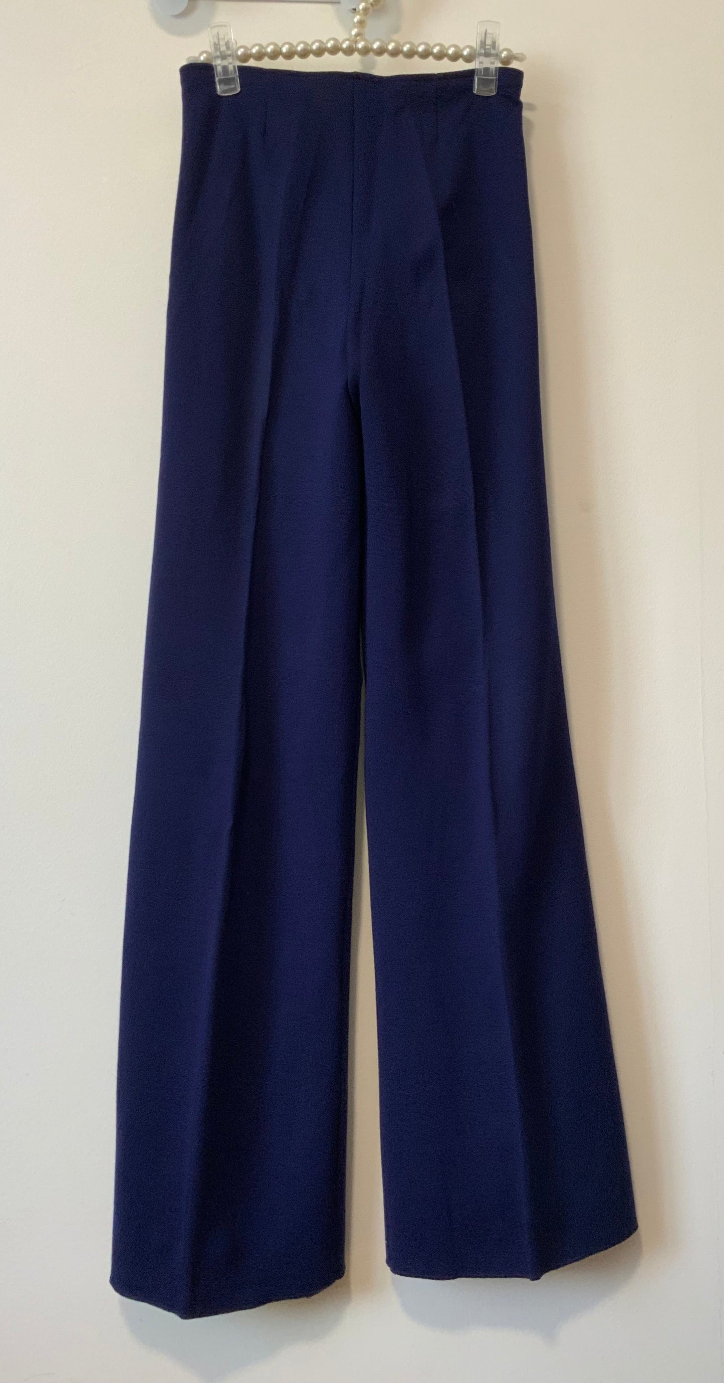Pantalon Flare Pattes d’éléphant Vintage 1970 en Dralon Deadstock