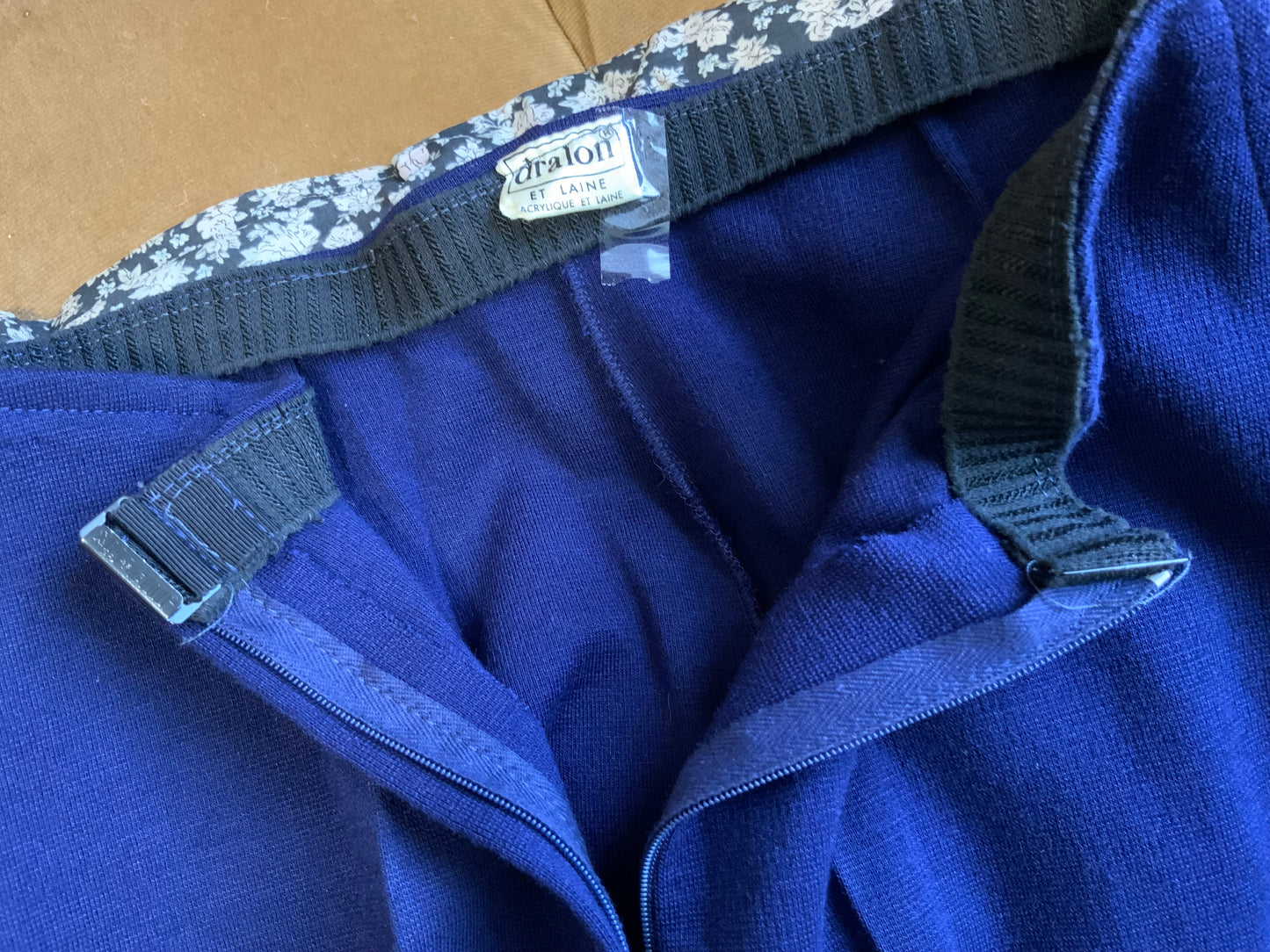 Pantalon Flare Pattes d’éléphant Vintage 1970 en Dralon Deadstock