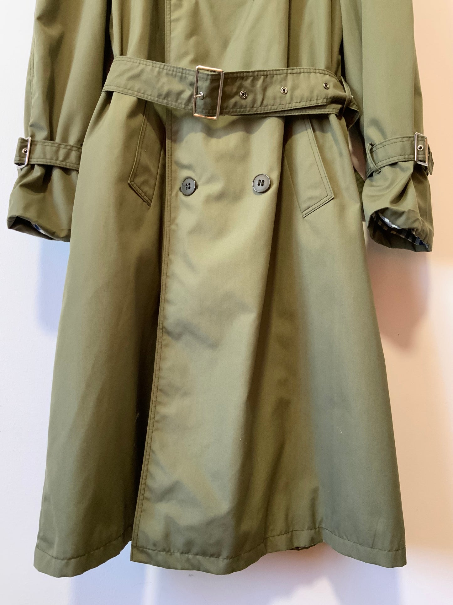 Très beau trench Kaki et Ecossais Vintage Élégance 1980