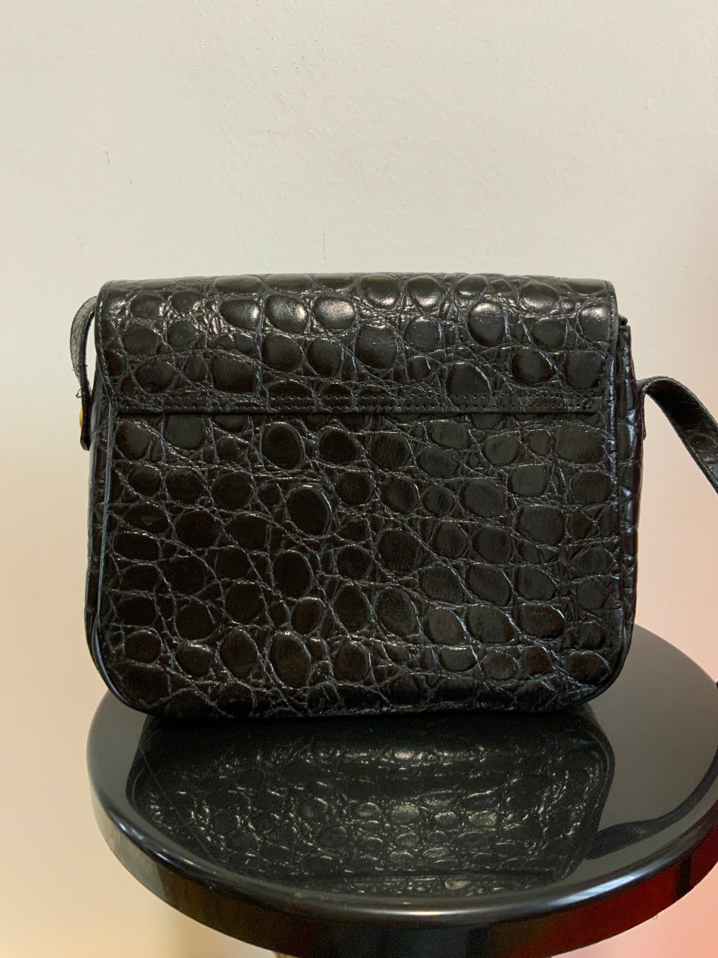 Sac à main Cuir vernis grains Croco Vintage Chic