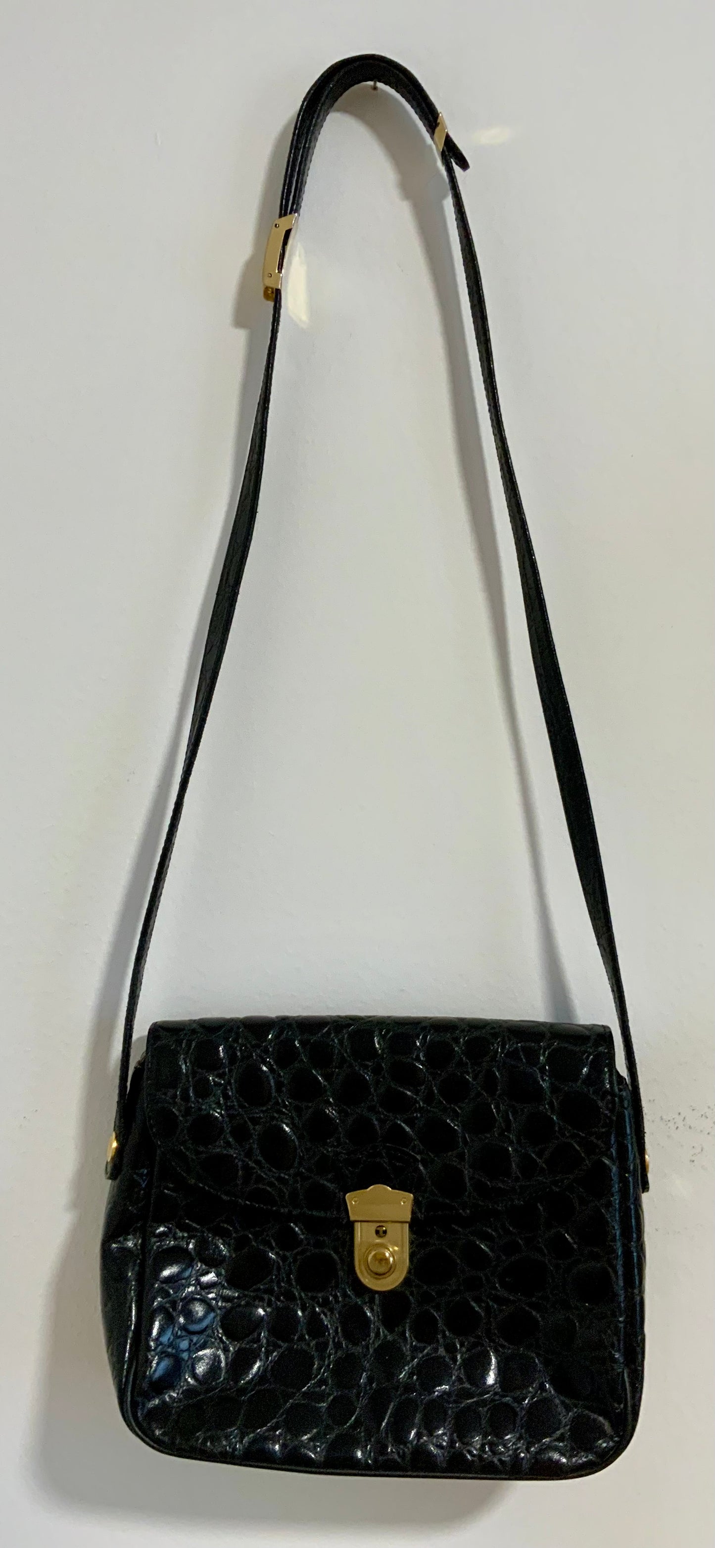 Sac à main Cuir vernis grains Croco Vintage Chic