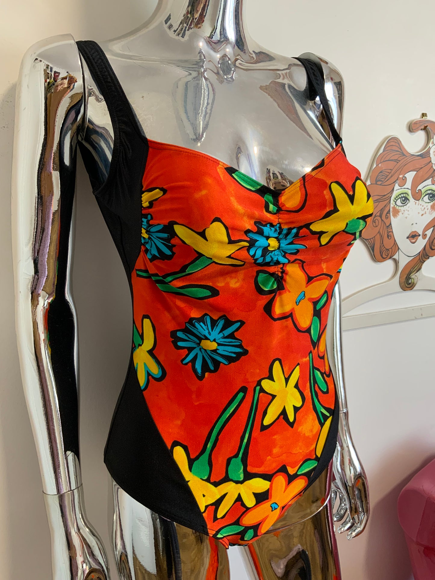 Maillot de bain 1 pièce à fleurs Vintage 1990