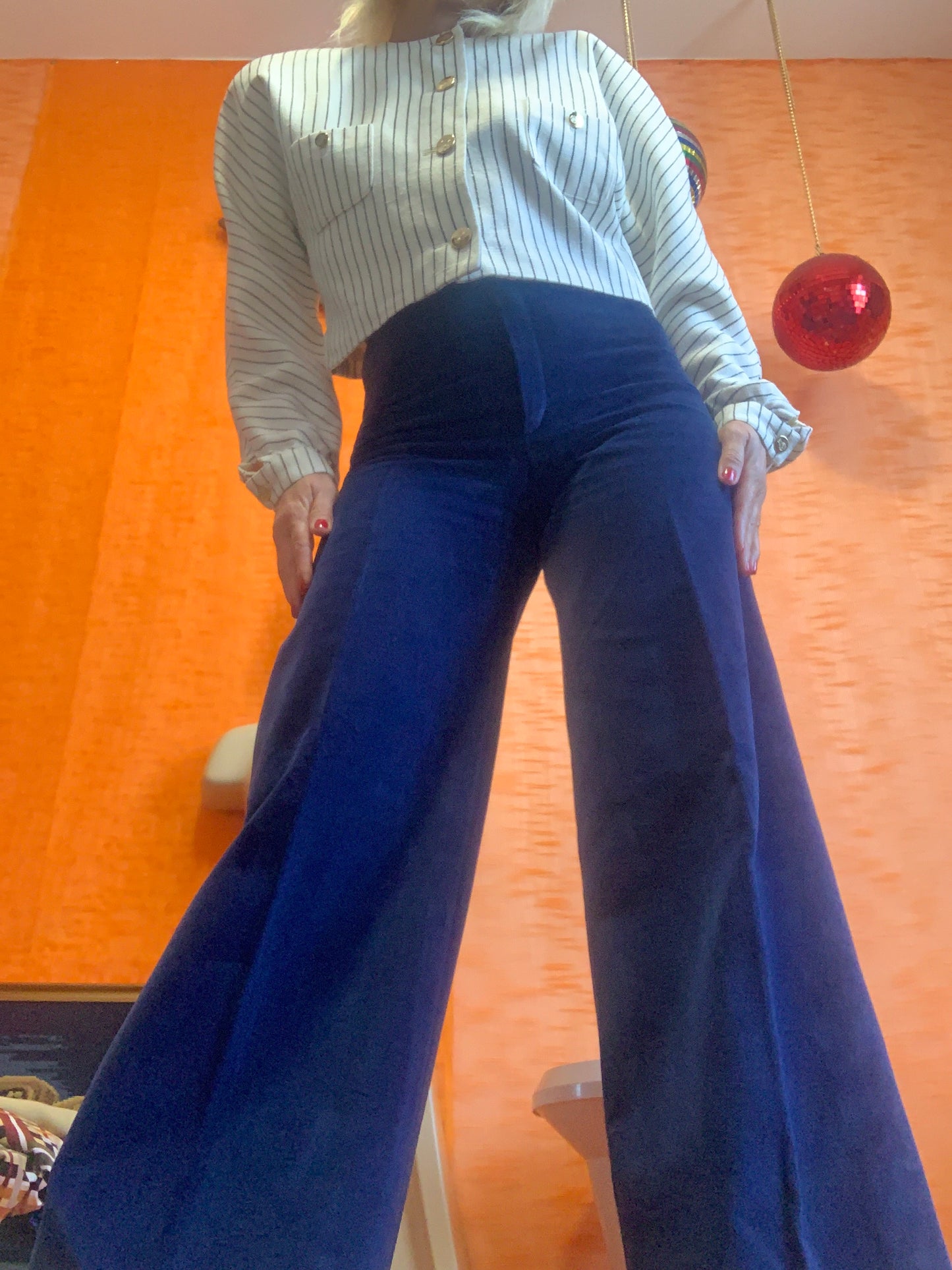 Incroyable Pantalon Pattes d’éléphant Velours épais Taille Haute Vintage 1970