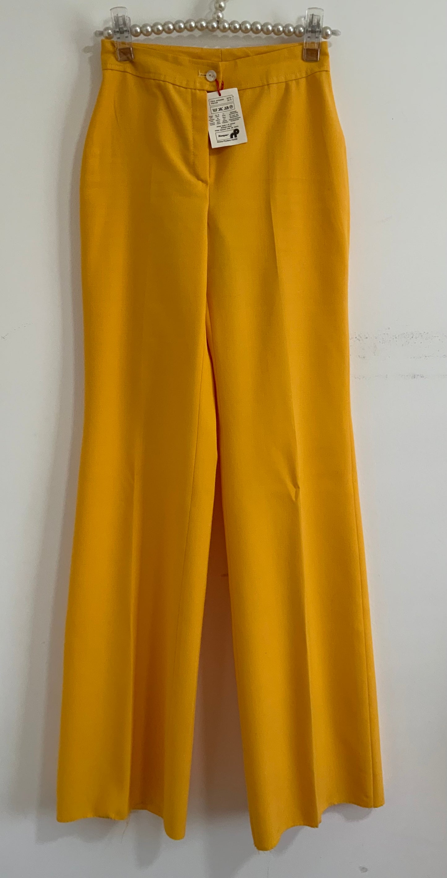 Sublime Pantalon Flare pattes d’éléphant Jaune Deadstock Tergal 1970