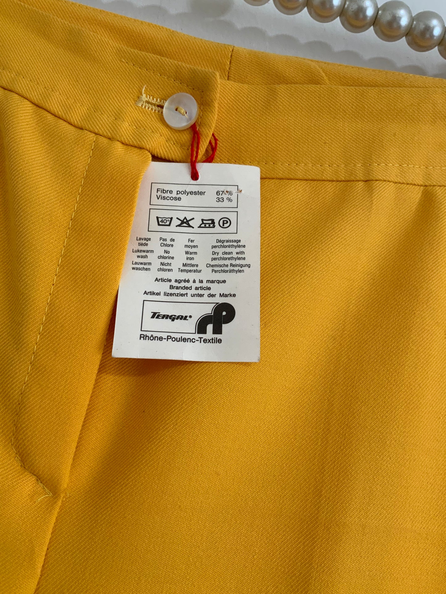 Sublime Pantalon Flare pattes d’éléphant Jaune Deadstock Tergal 1970